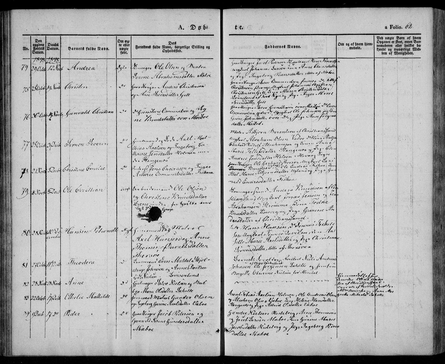 Oddernes sokneprestkontor, AV/SAK-1111-0033/F/Fa/Faa/L0006: Ministerialbok nr. A 6, 1838-1851, s. 62
