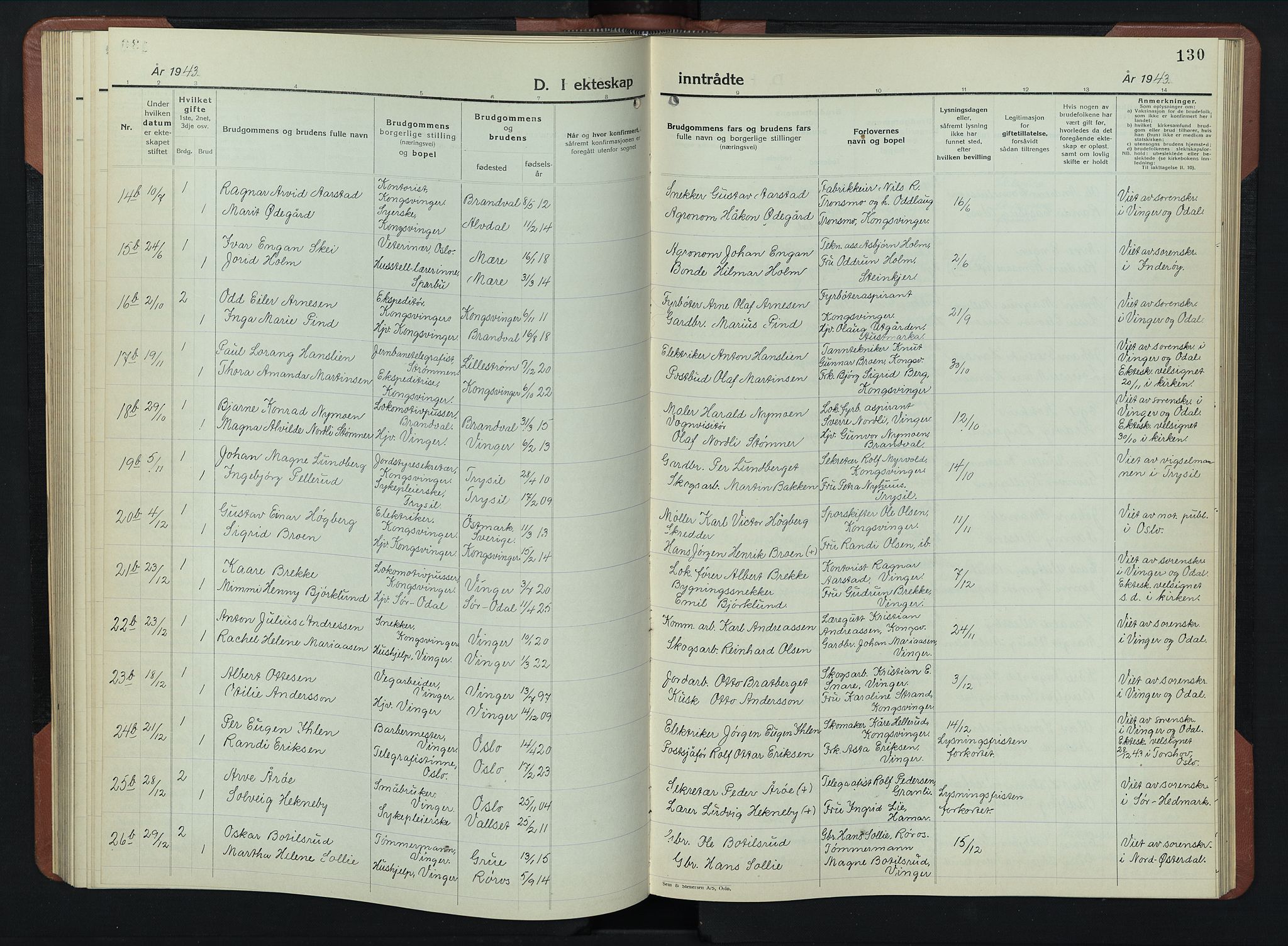 Vinger prestekontor, AV/SAH-PREST-024/H/Ha/Hab/L0008: Klokkerbok nr. 8, 1941-1954, s. 130