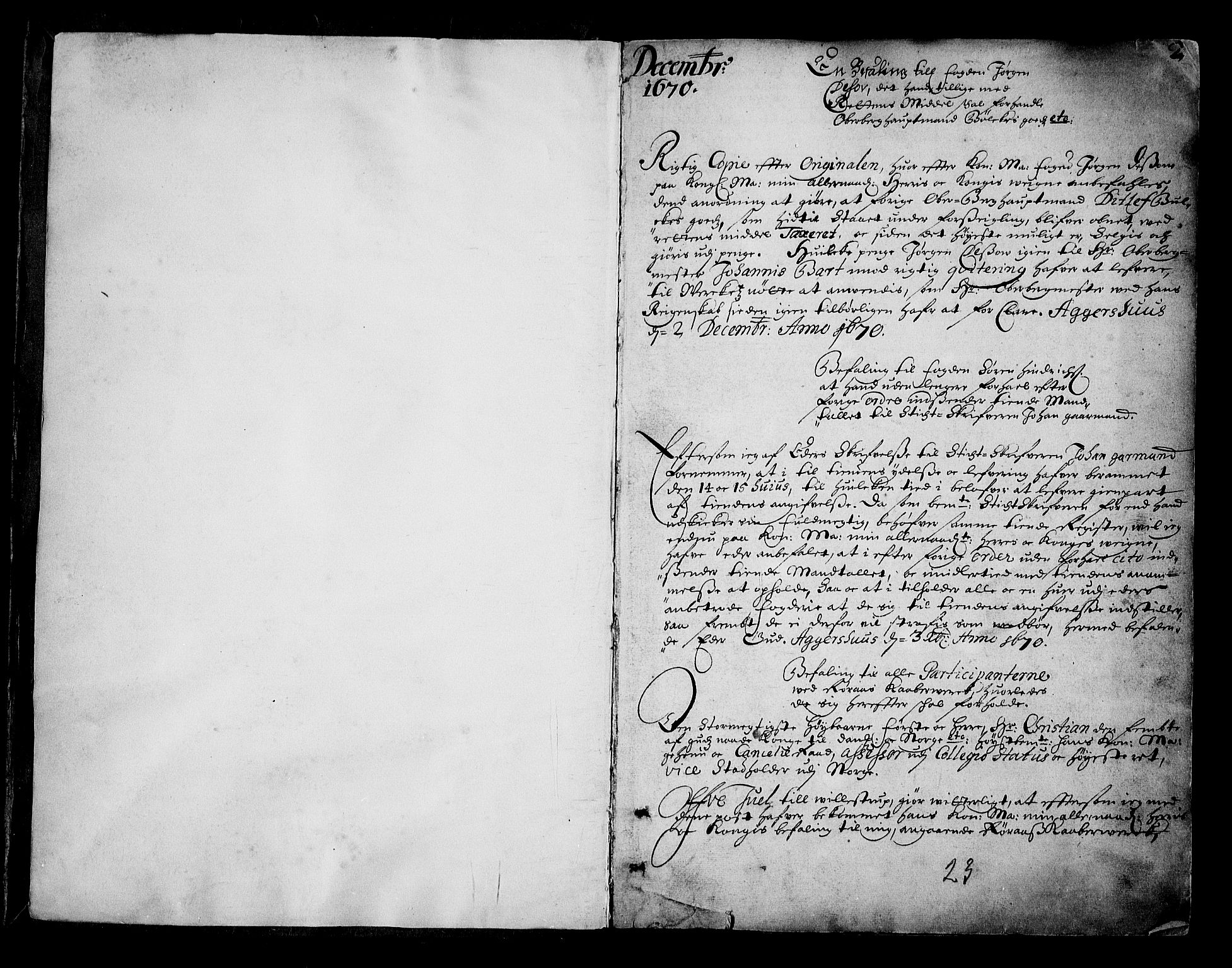 Stattholderembetet 1572-1771, AV/RA-EA-2870/Bb/L0004: Ordreprotokoll, 1670-1689, s. 1b-2a