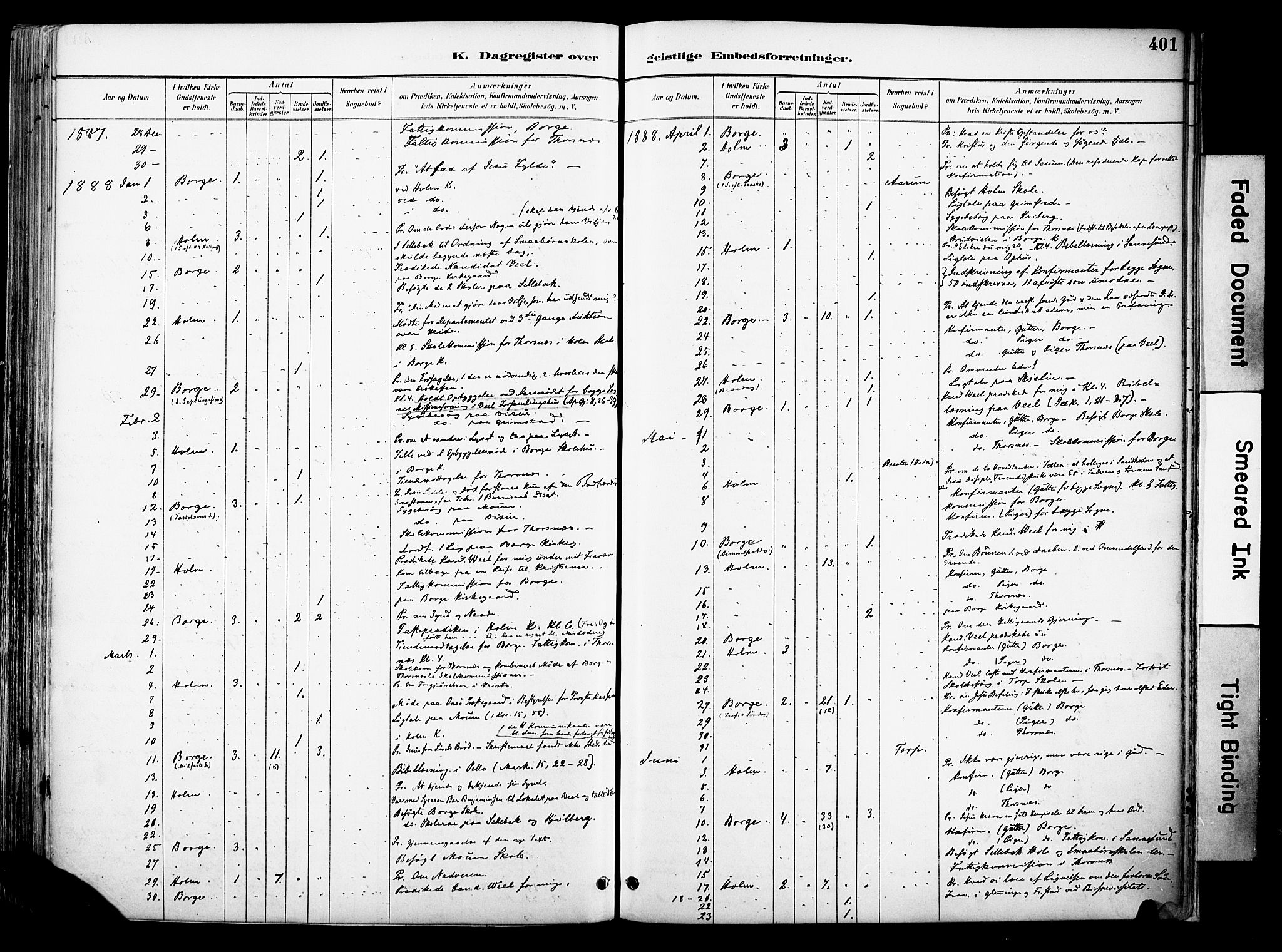 Borge prestekontor Kirkebøker, SAO/A-10903/F/Fa/L0008: Ministerialbok nr. I 8B, 1887-1902, s. 401