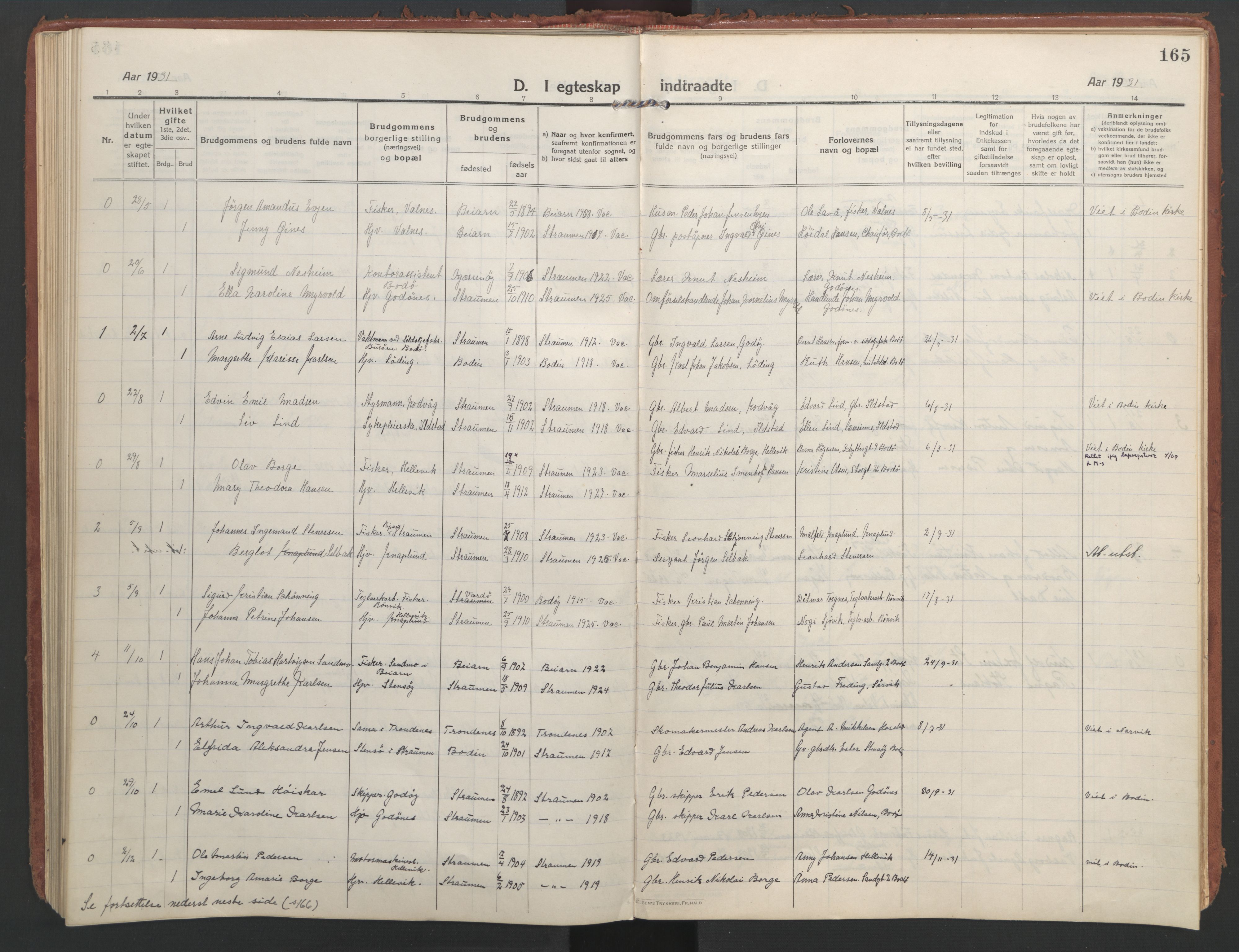 Ministerialprotokoller, klokkerbøker og fødselsregistre - Nordland, AV/SAT-A-1459/804/L0086: Ministerialbok nr. 804A07, 1916-1935, s. 165