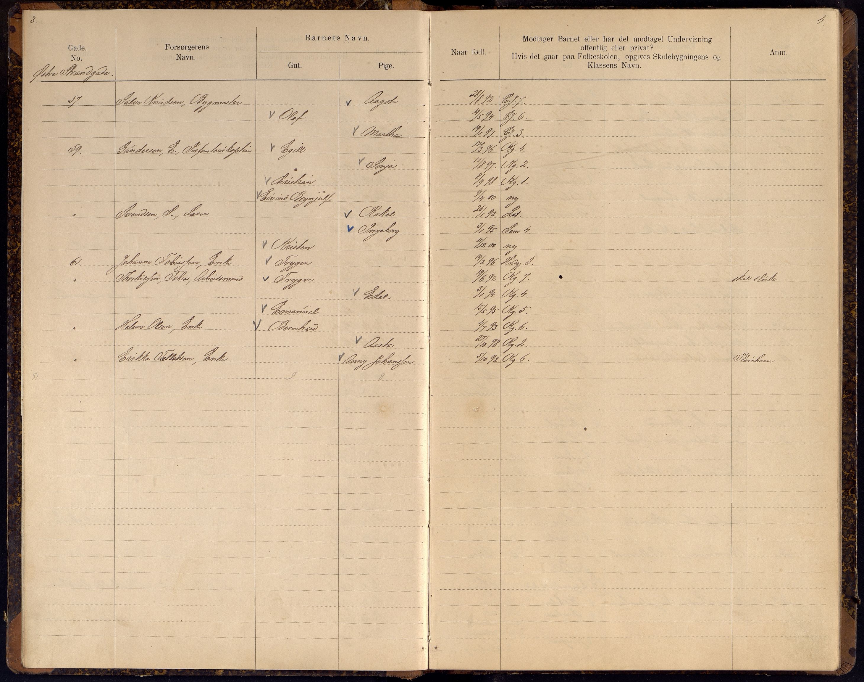 Kristiansand By - Skolekommisjonen/ -Styret, ARKSOR/1001KG510/J/Jb/L0014: Barnetelling, 1906, s. 3-4