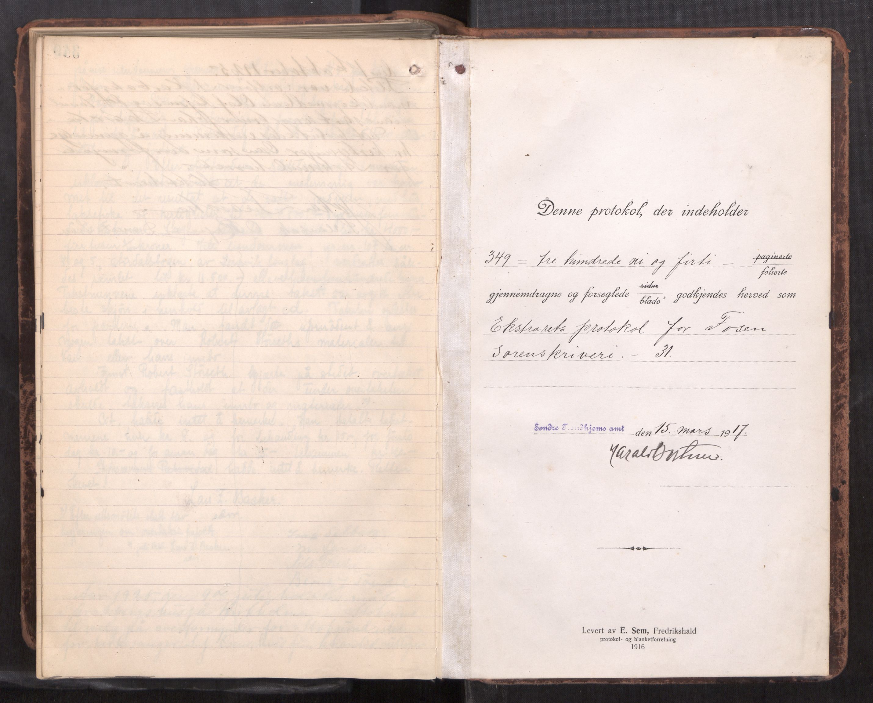 Fosen sorenskriveri, AV/SAT-A-1107/1/1/1B/L0035: Ekstrarettsprotokoll, 1917-1925