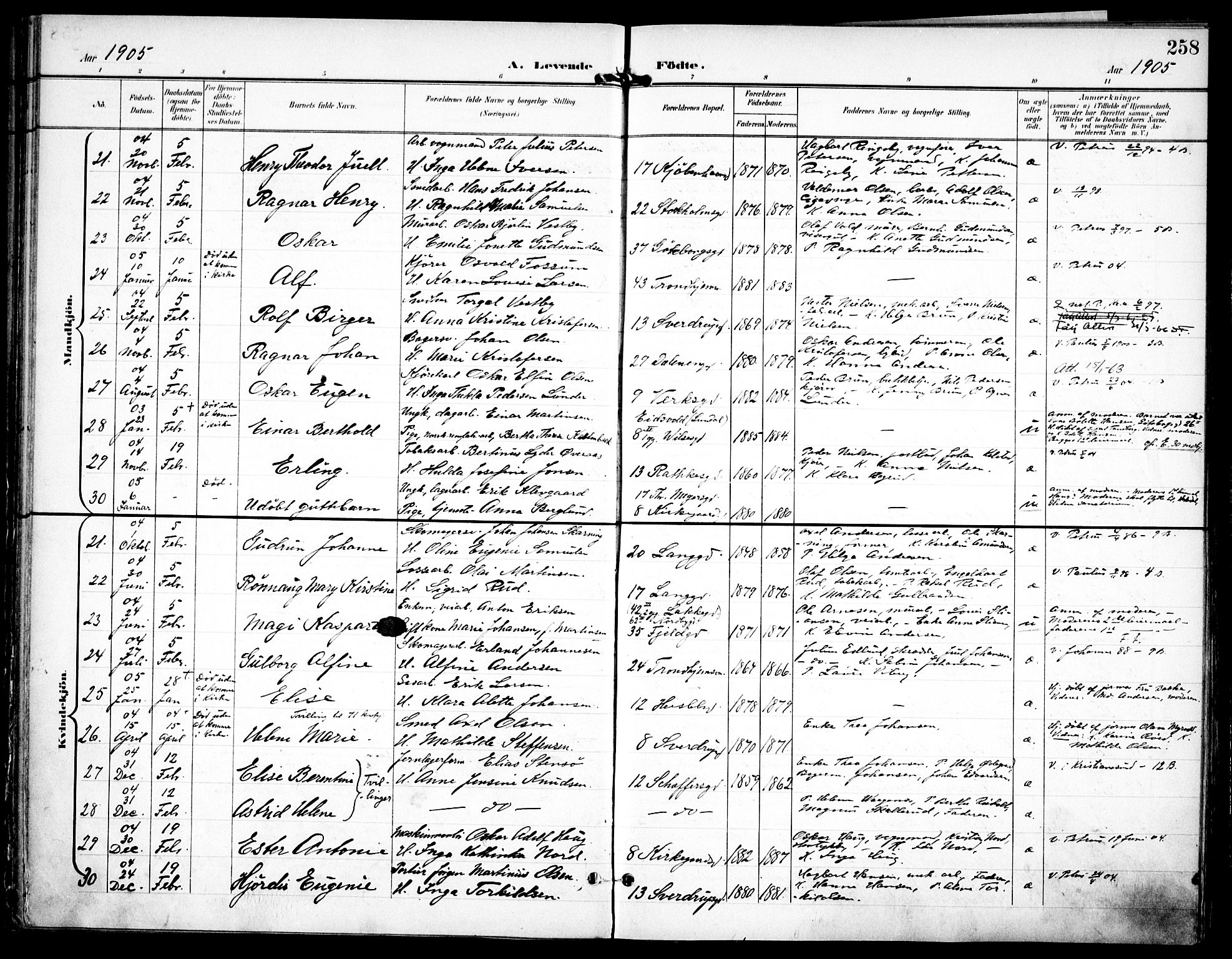 Petrus prestekontor Kirkebøker, AV/SAO-A-10872/F/Fa/L0008: Ministerialbok nr. 8, 1899-1909, s. 258
