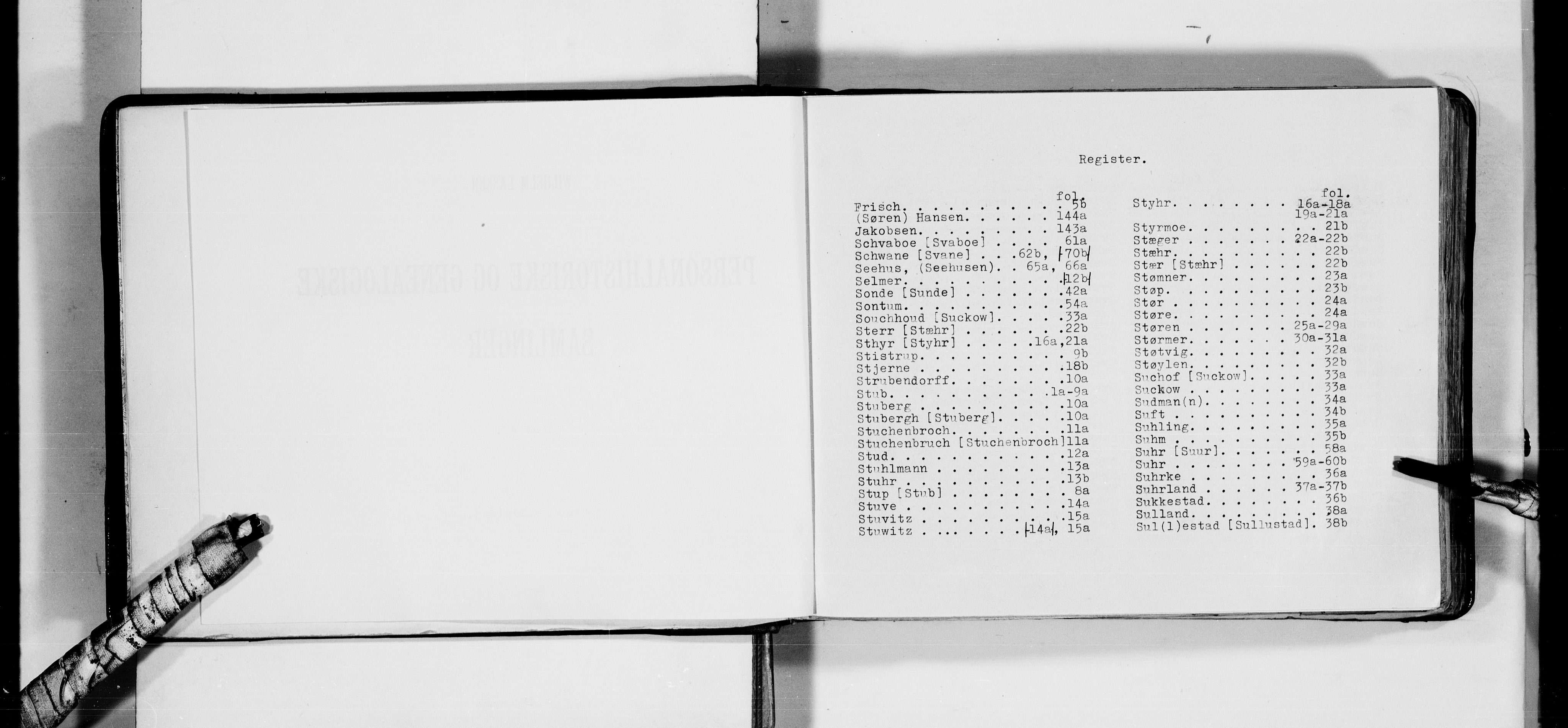 Lassens samlinger, AV/RA-PA-0051/F/Fa/L0042: Personalhistoriske og genealogiske opptegnelser: Stub - Søyland, 1500-1907