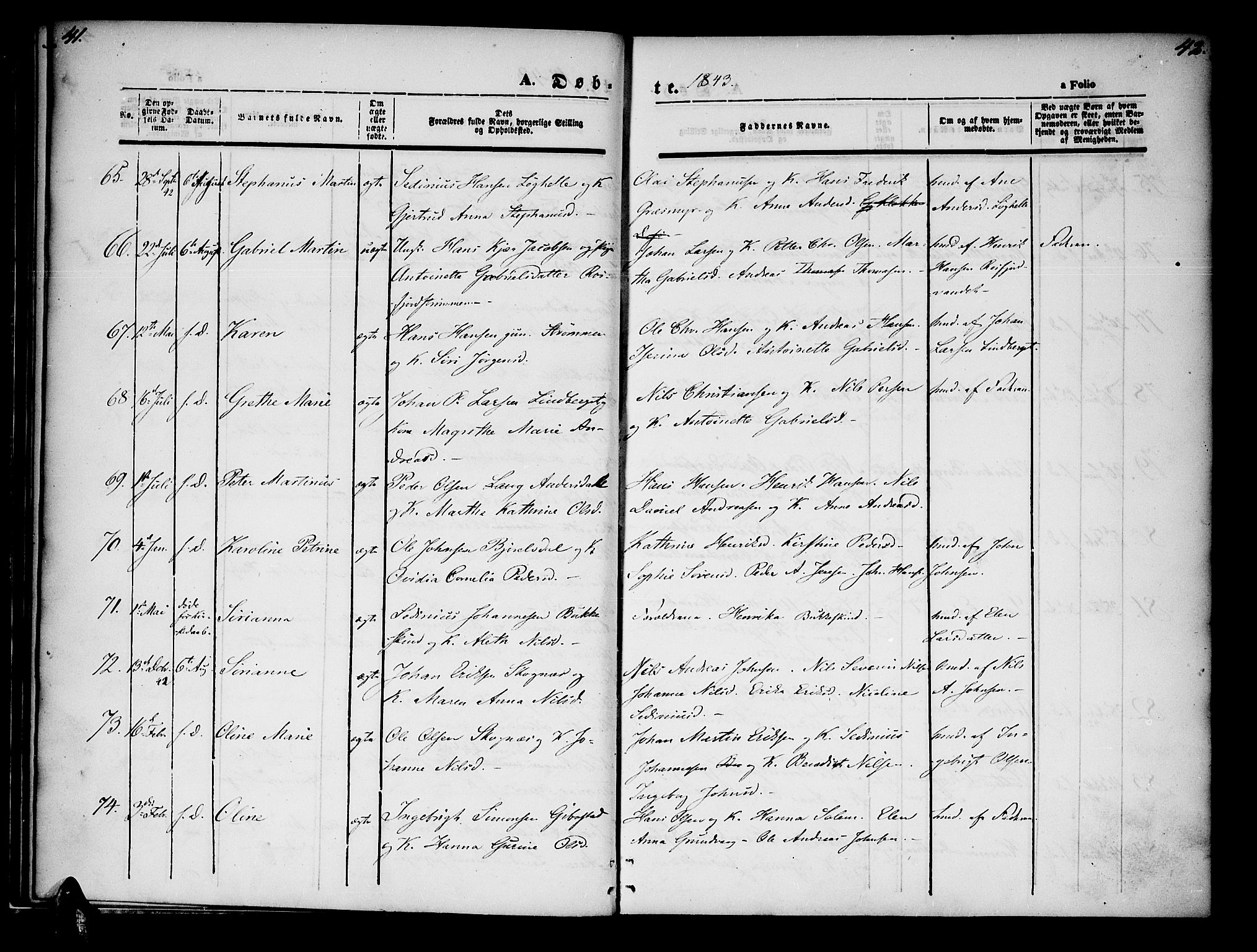 Lenvik sokneprestembete, AV/SATØ-S-1310/H/Ha/Haa/L0005kirke: Ministerialbok nr. 5, 1842-1844, s. 41-42