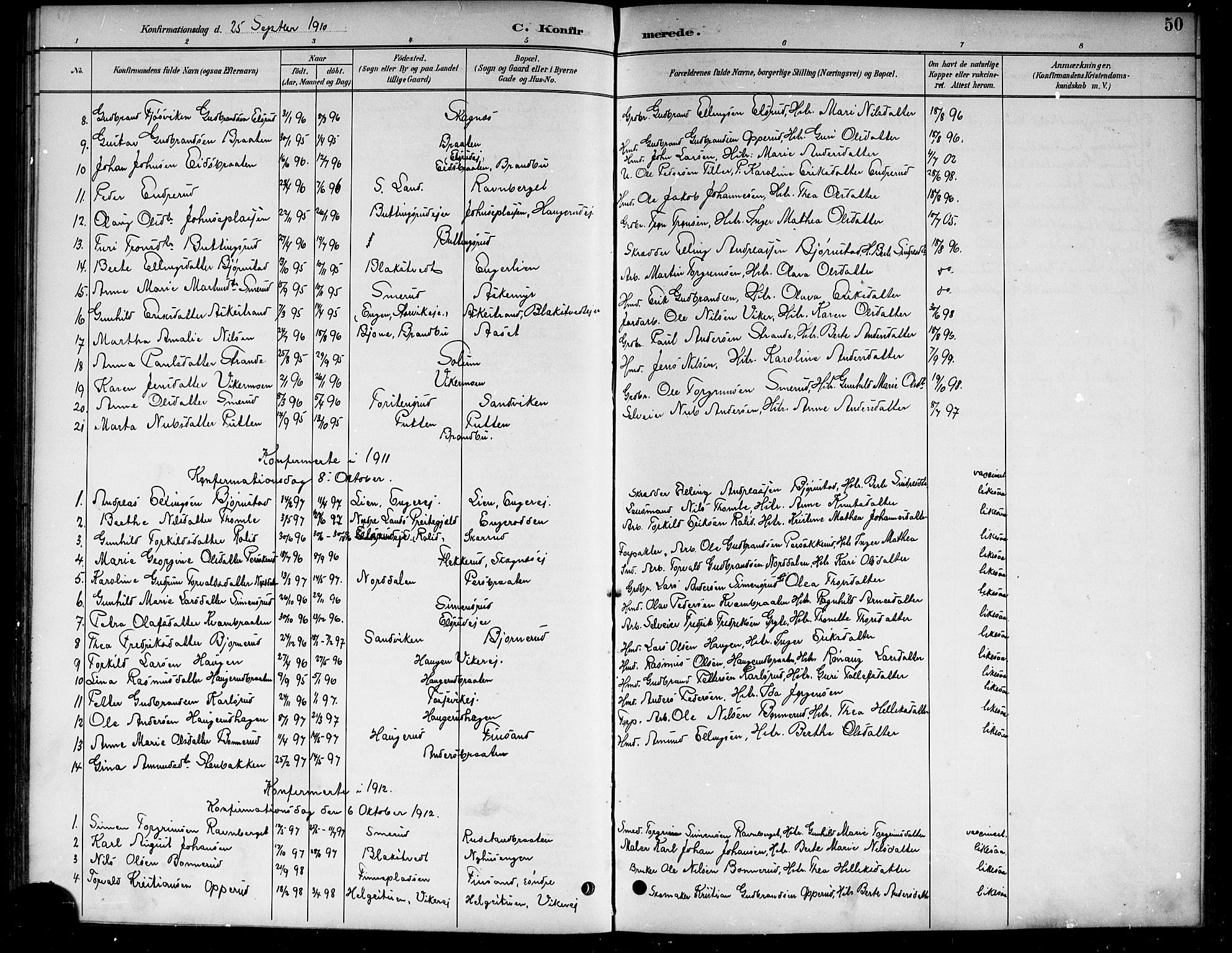 Ådal kirkebøker, AV/SAKO-A-248/G/Ga/L0004: Klokkerbok nr.  I 4, 1891-1920, s. 50