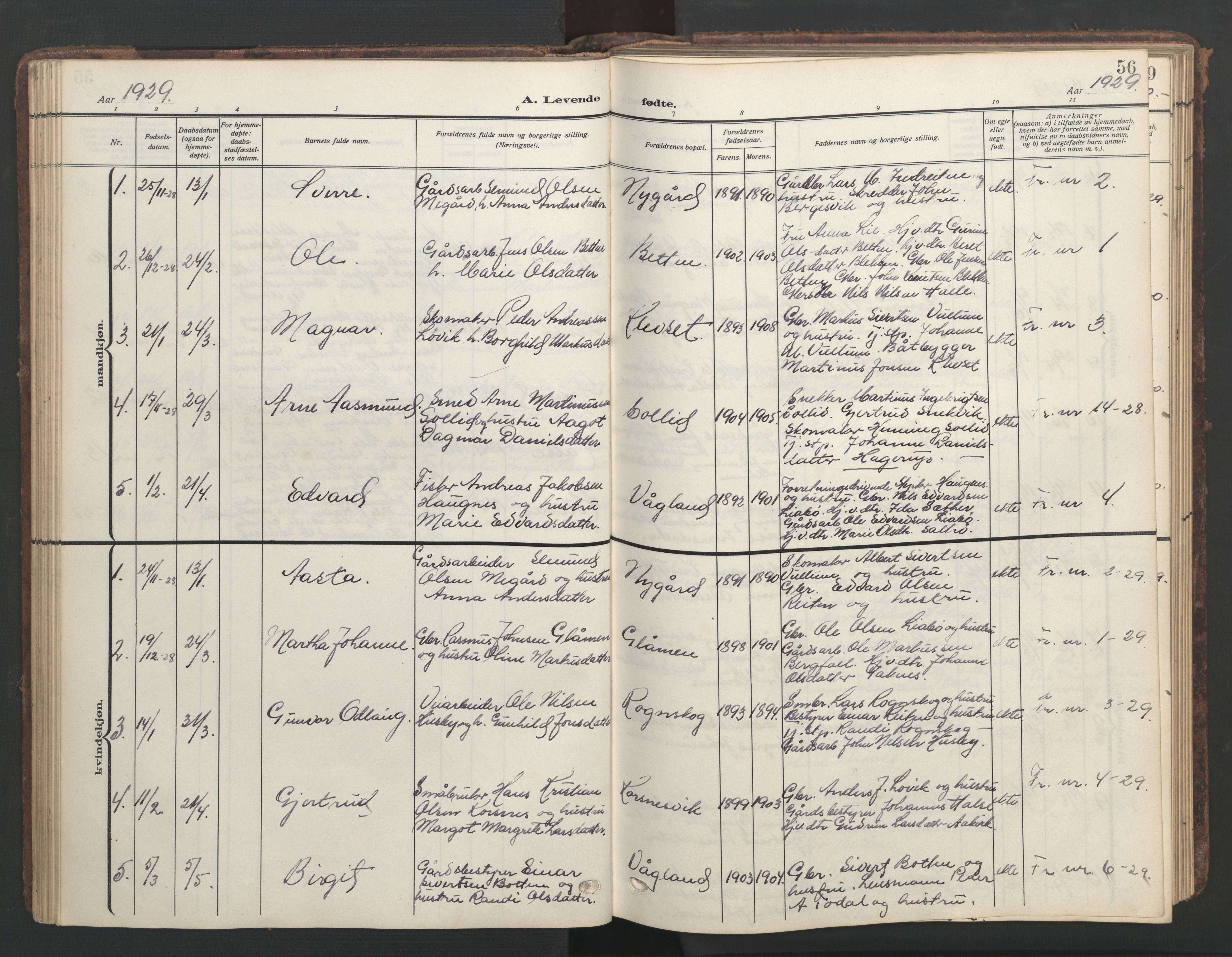 Ministerialprotokoller, klokkerbøker og fødselsregistre - Møre og Romsdal, AV/SAT-A-1454/576/L0891: Klokkerbok nr. 576C02, 1909-1946, s. 56