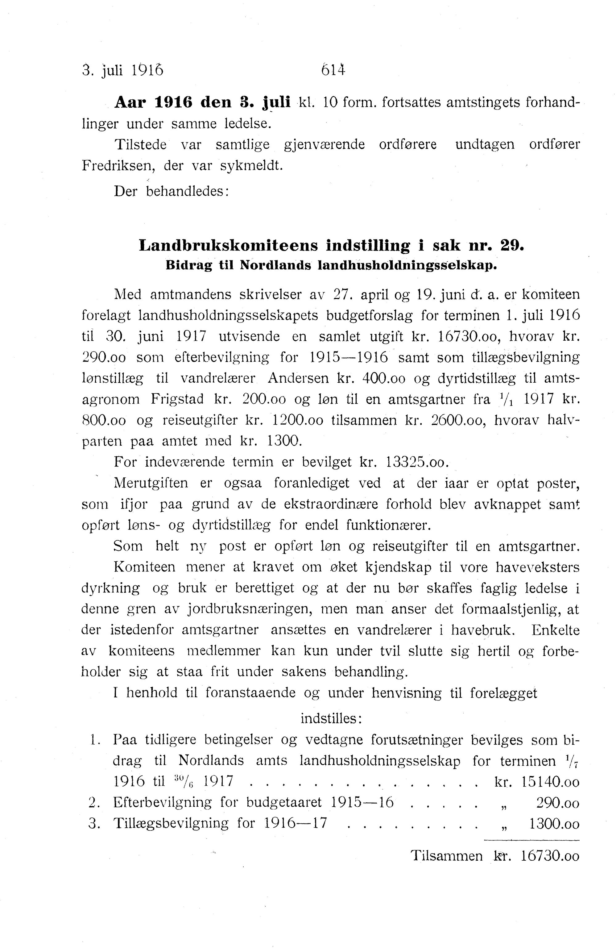 Nordland Fylkeskommune. Fylkestinget, AIN/NFK-17/176/A/Ac/L0039: Fylkestingsforhandlinger 1916, 1916, s. 614