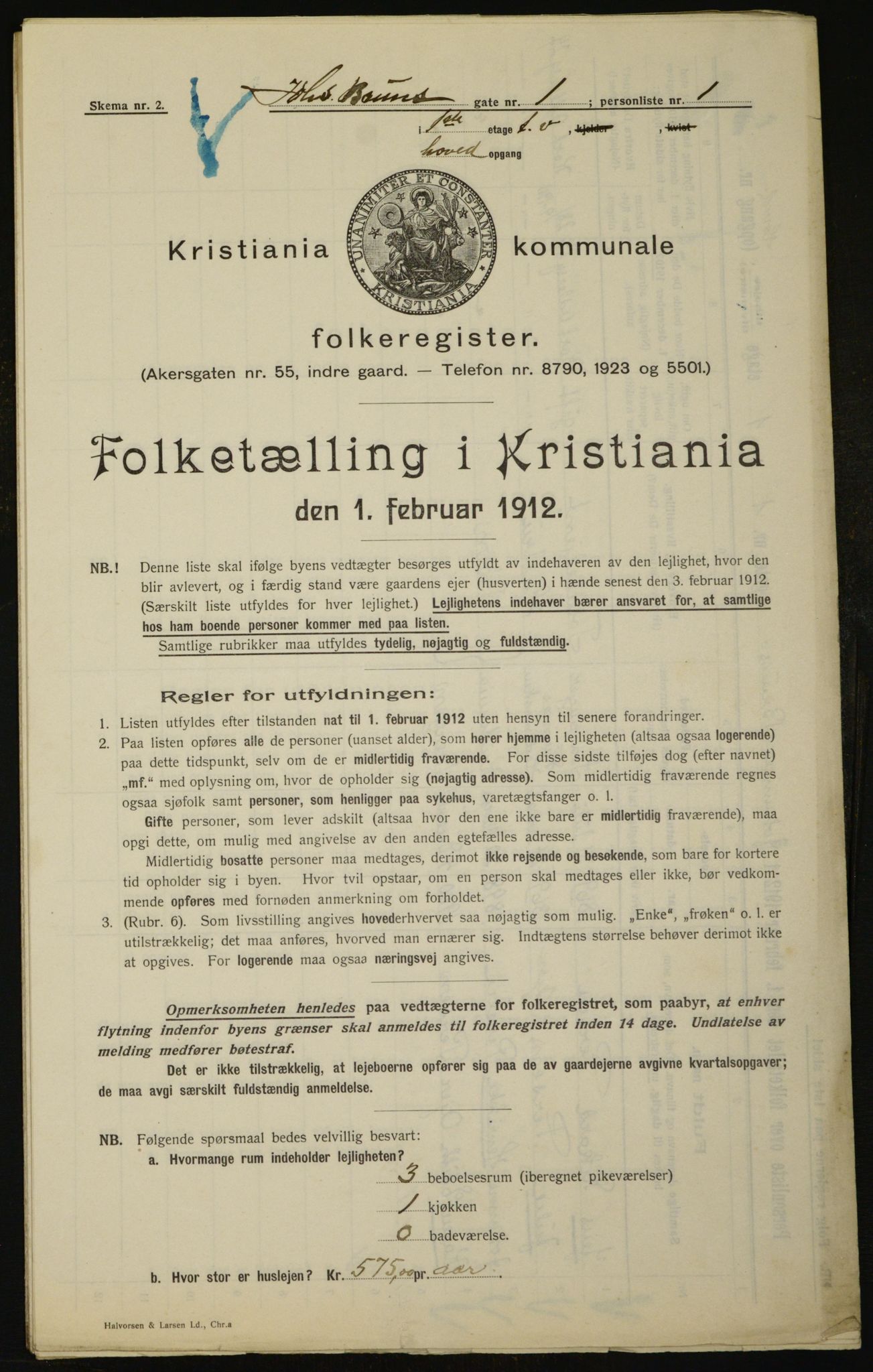 OBA, Kommunal folketelling 1.2.1912 for Kristiania, 1912, s. 47326