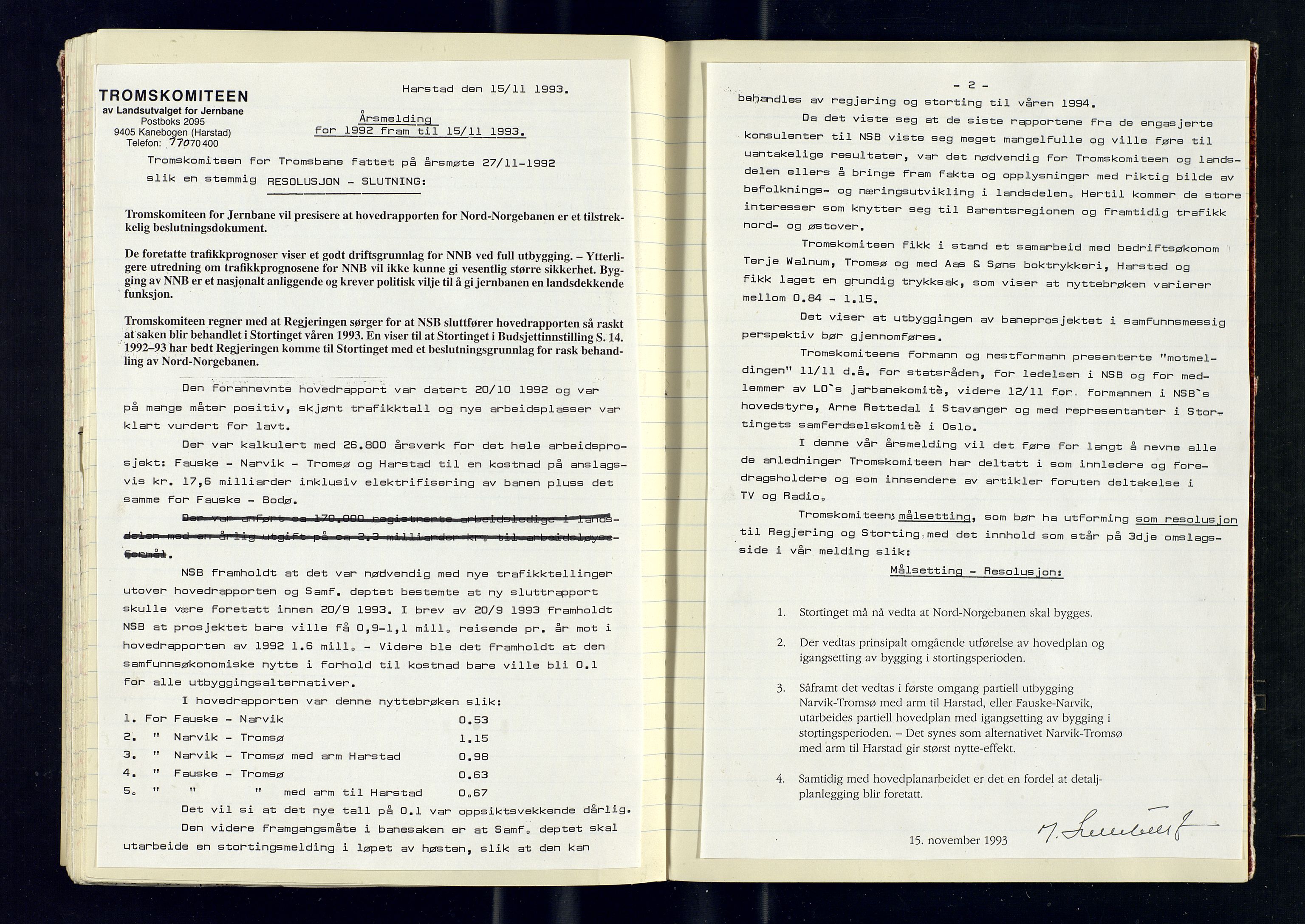 Tromskomiteen for jernbane, SATØ/P-0744/A/L0001: Møteprotokoll, 1977-1993