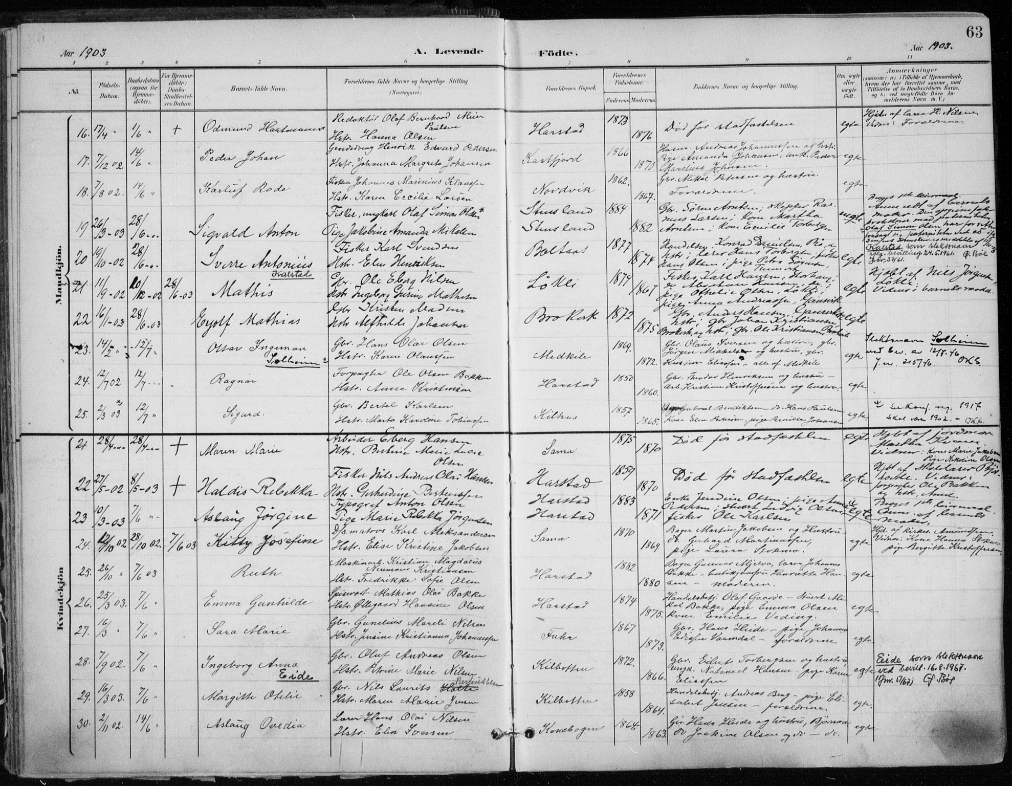 Trondenes sokneprestkontor, AV/SATØ-S-1319/H/Ha/L0017kirke: Ministerialbok nr. 17, 1899-1908, s. 63