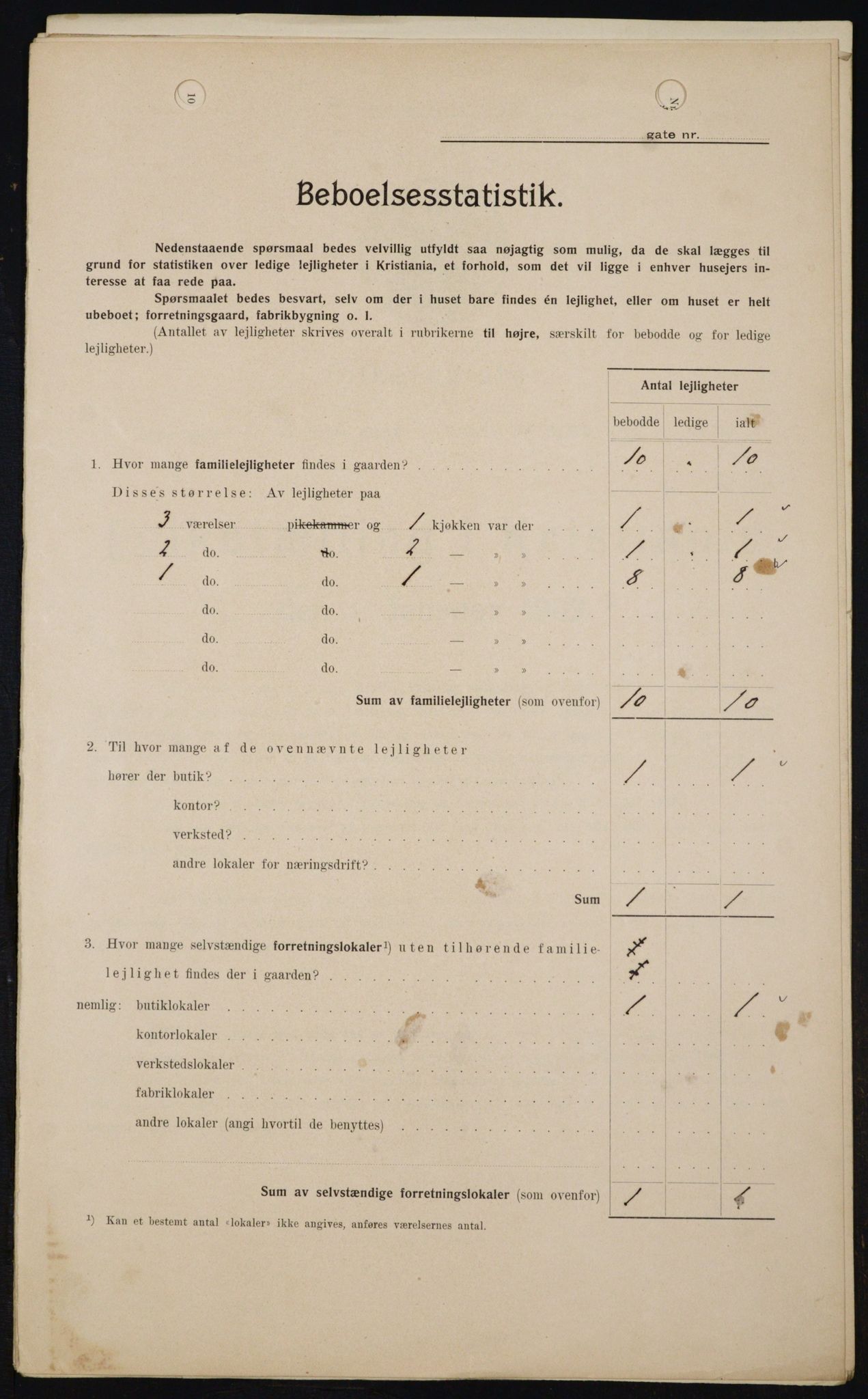 OBA, Kommunal folketelling 1.2.1909 for Kristiania kjøpstad, 1909, s. 118518