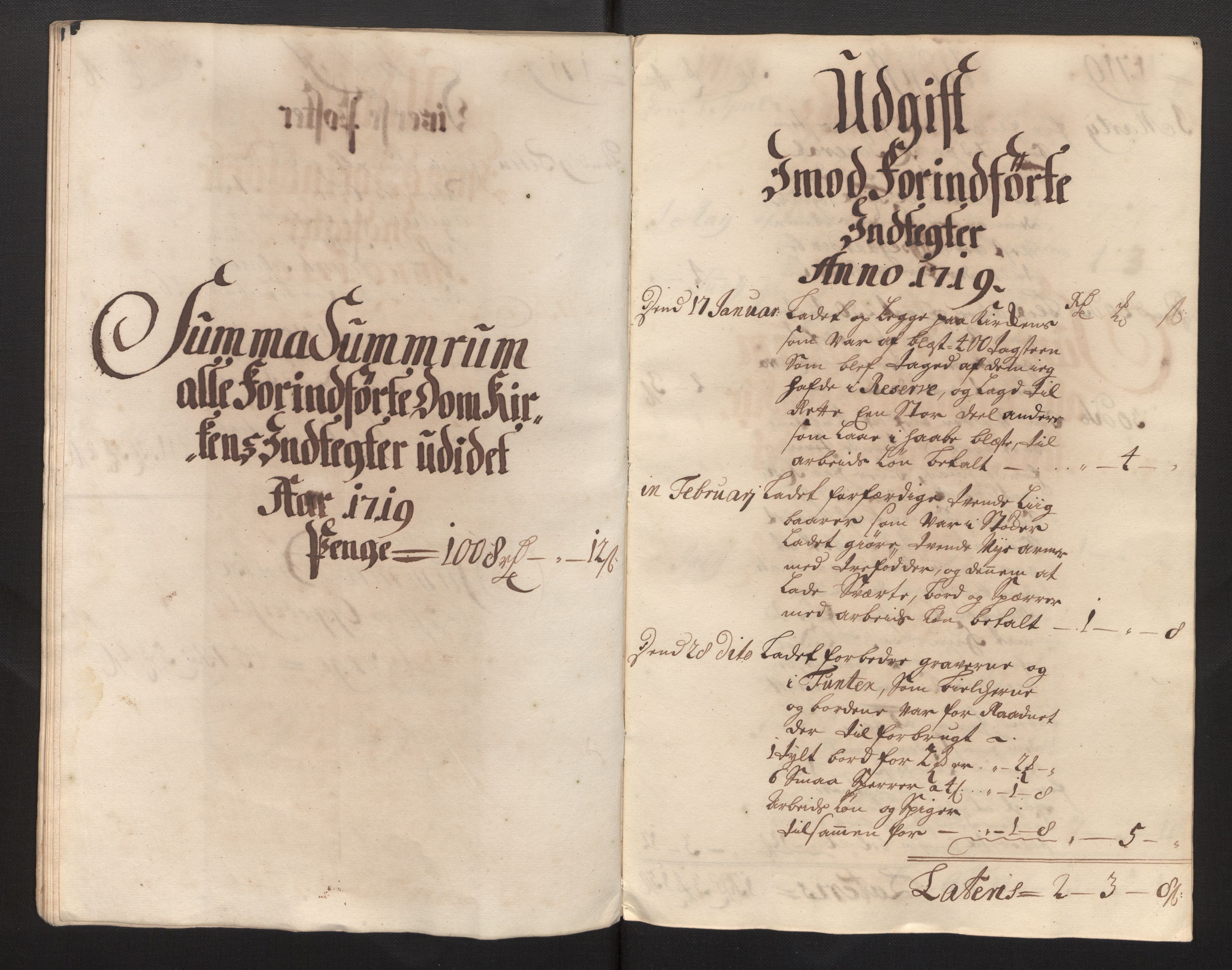 Stiftamtmannen i Bergen, AV/SAB-A-100006/F/Fb/Fbb/0001 / Lnr. 1737 - Domkirken: Rekneskapar, 1706-1721