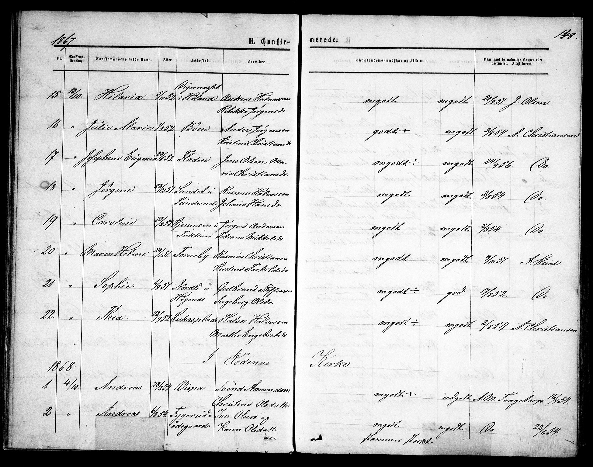 Rødenes prestekontor Kirkebøker, AV/SAO-A-2005/F/Fa/L0007: Ministerialbok nr. I 7, 1860-1869, s. 148