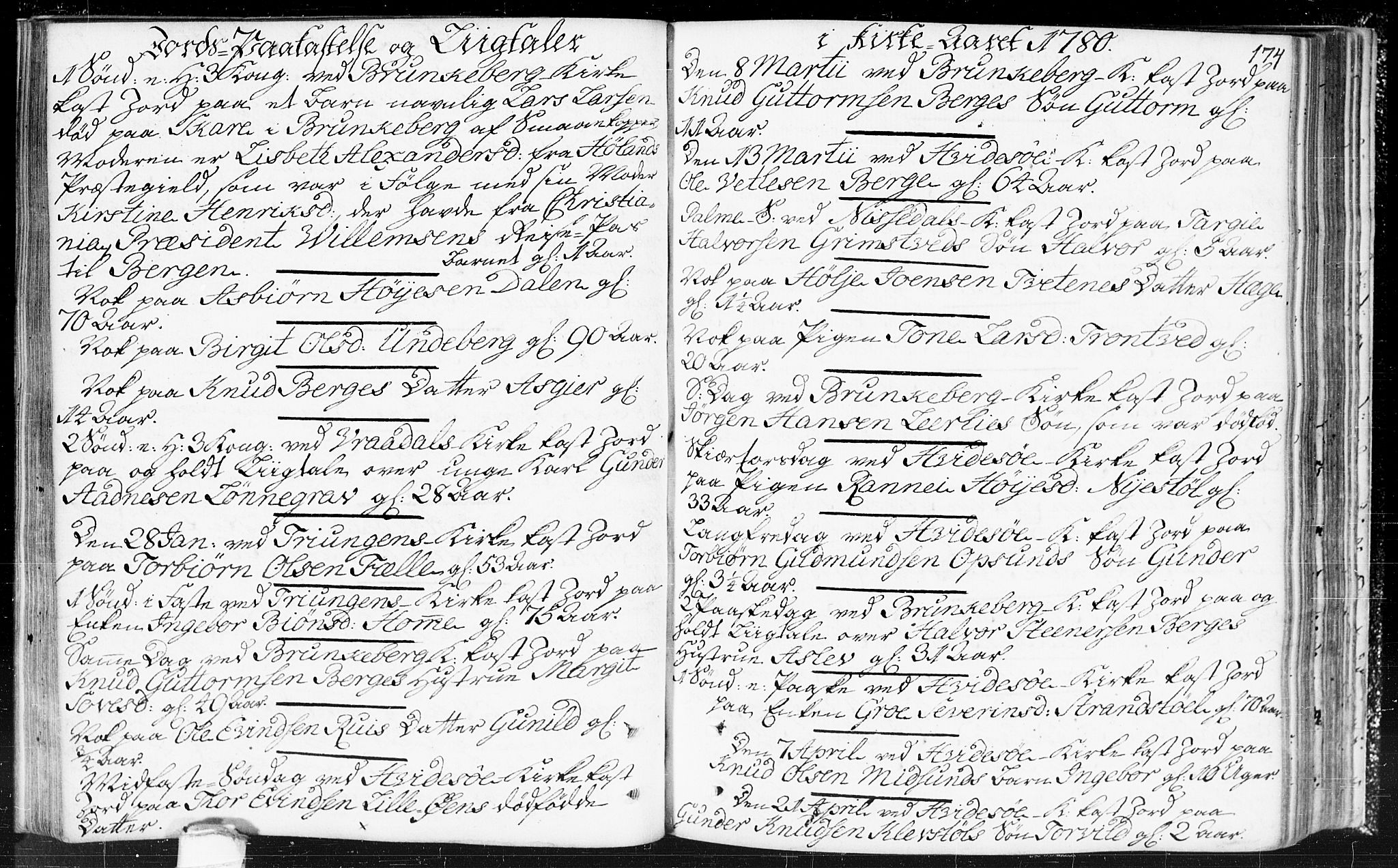 Kviteseid kirkebøker, SAKO/A-276/F/Fa/L0002: Ministerialbok nr. I 2, 1773-1786, s. 174