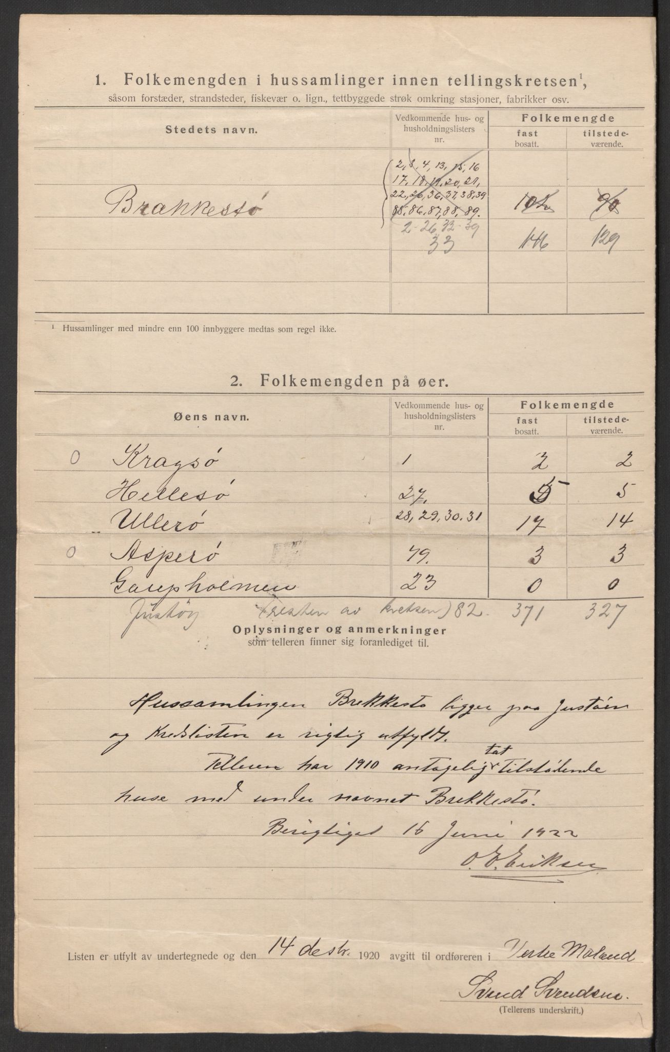 SAK, Folketelling 1920 for 0926 Vestre Moland herred, 1920, s. 26