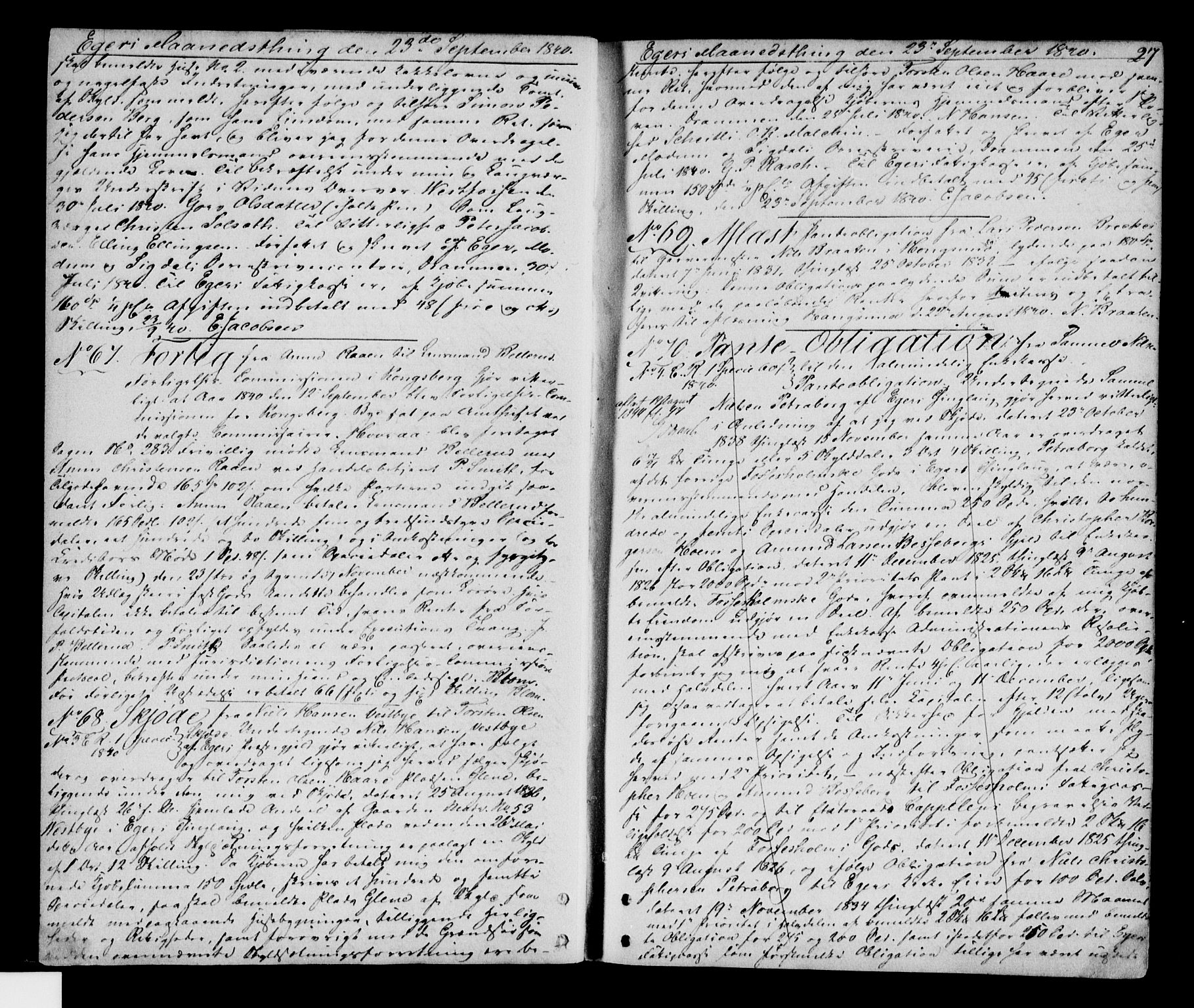 Eiker, Modum og Sigdal sorenskriveri, SAKO/A-123/G/Ga/Gaa/L0011a: Pantebok nr. I 11a, 1840-1842, s. 27