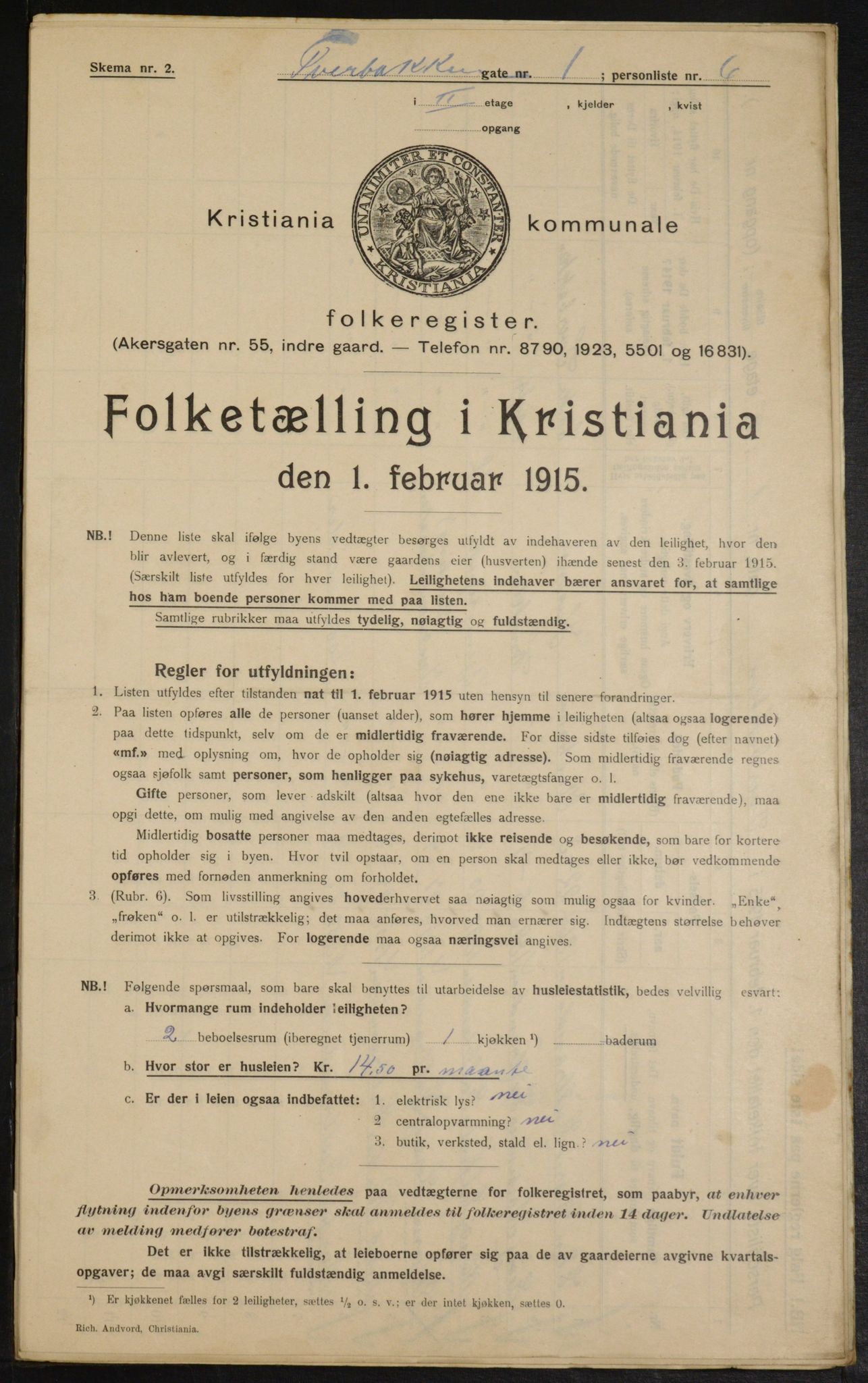 OBA, Kommunal folketelling 1.2.1915 for Kristiania, 1915, s. 117583