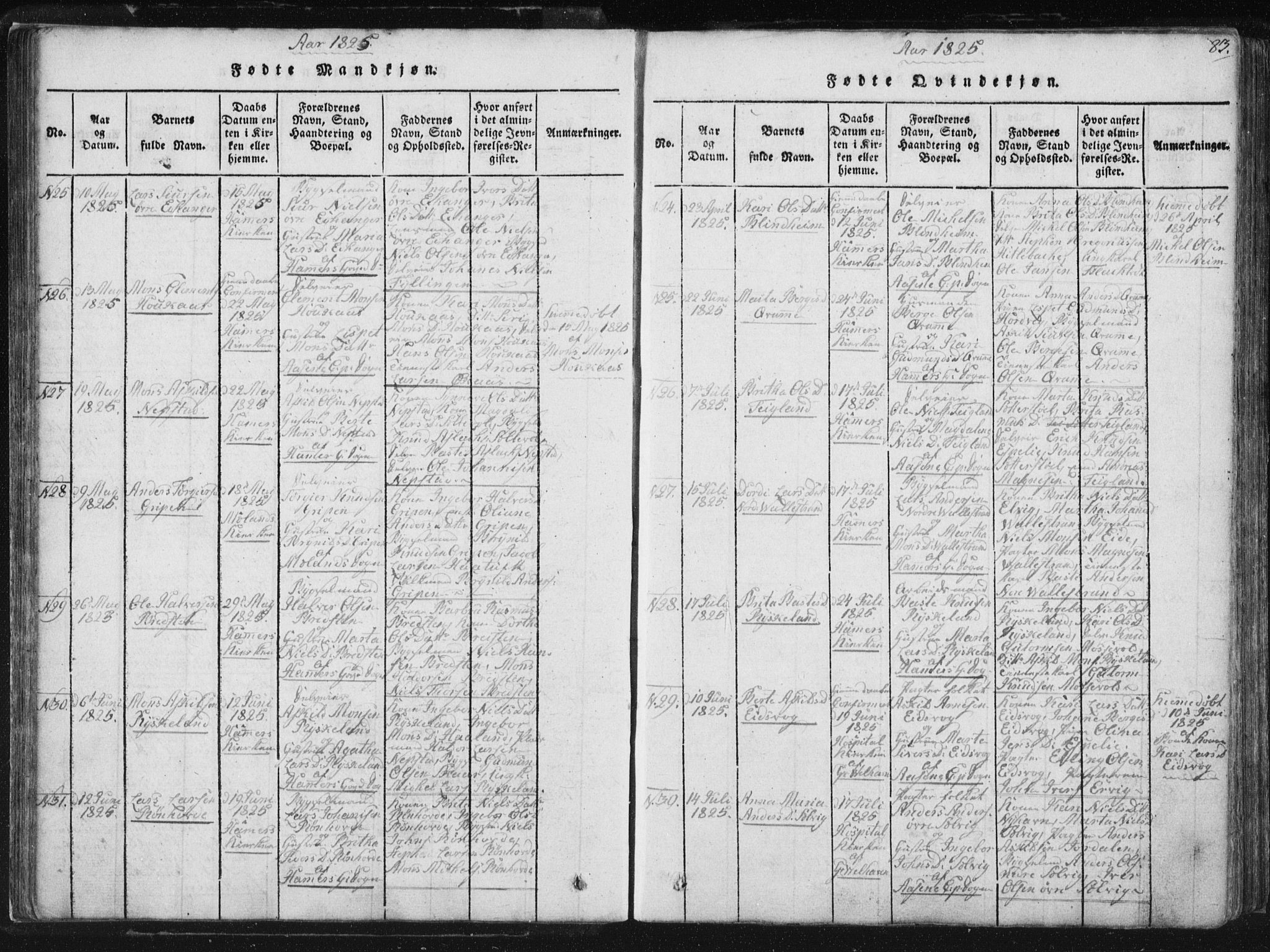 Hamre sokneprestembete, AV/SAB-A-75501/H/Ha/Haa/Haaa/L0010: Ministerialbok nr. A 10, 1816-1826, s. 83