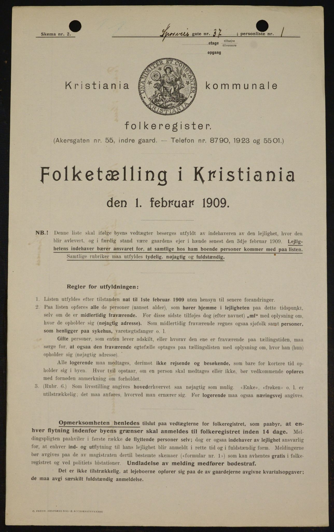 OBA, Kommunal folketelling 1.2.1909 for Kristiania kjøpstad, 1909, s. 91195