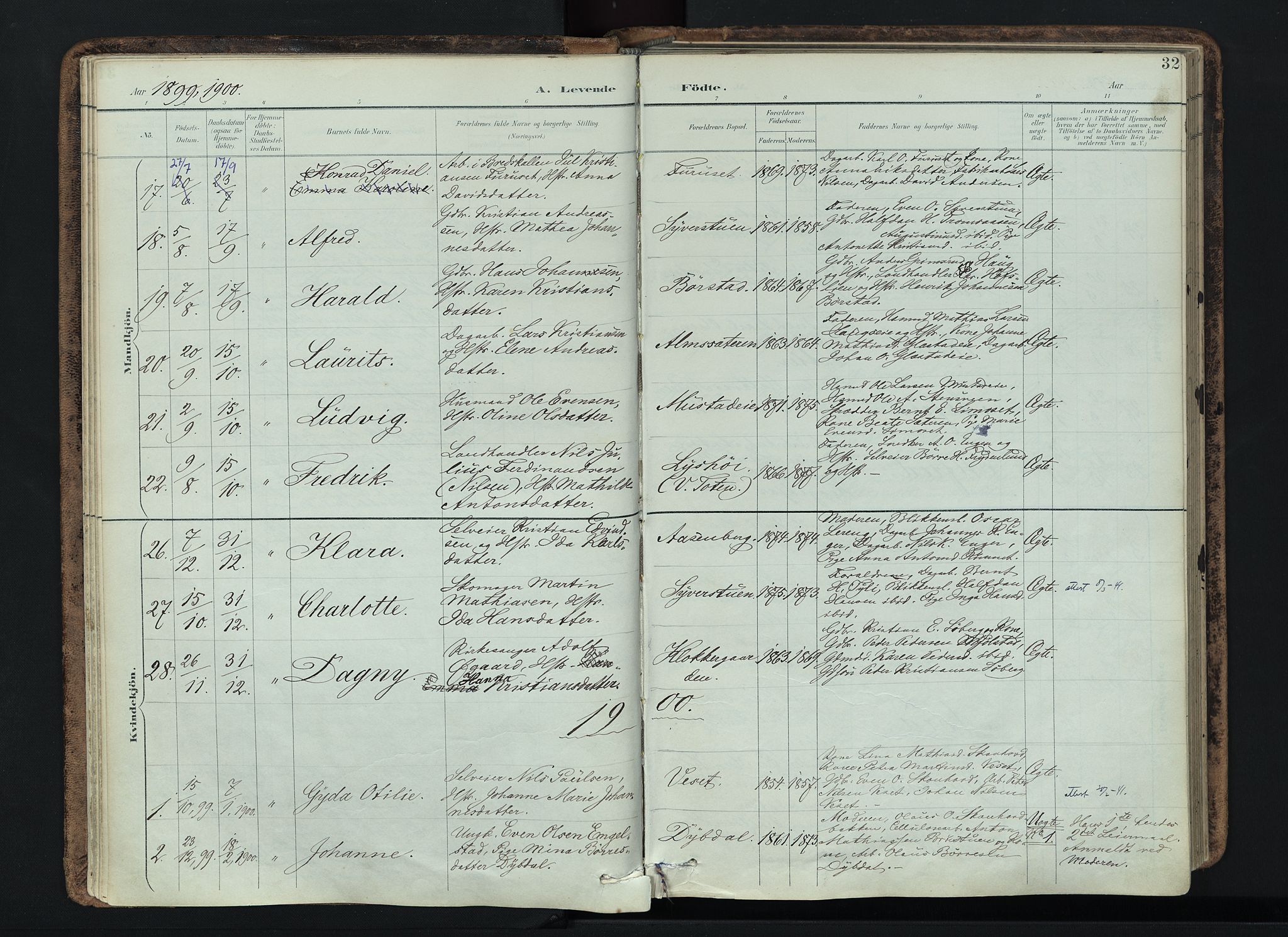 Vardal prestekontor, AV/SAH-PREST-100/H/Ha/Haa/L0019: Ministerialbok nr. 19, 1893-1907, s. 32