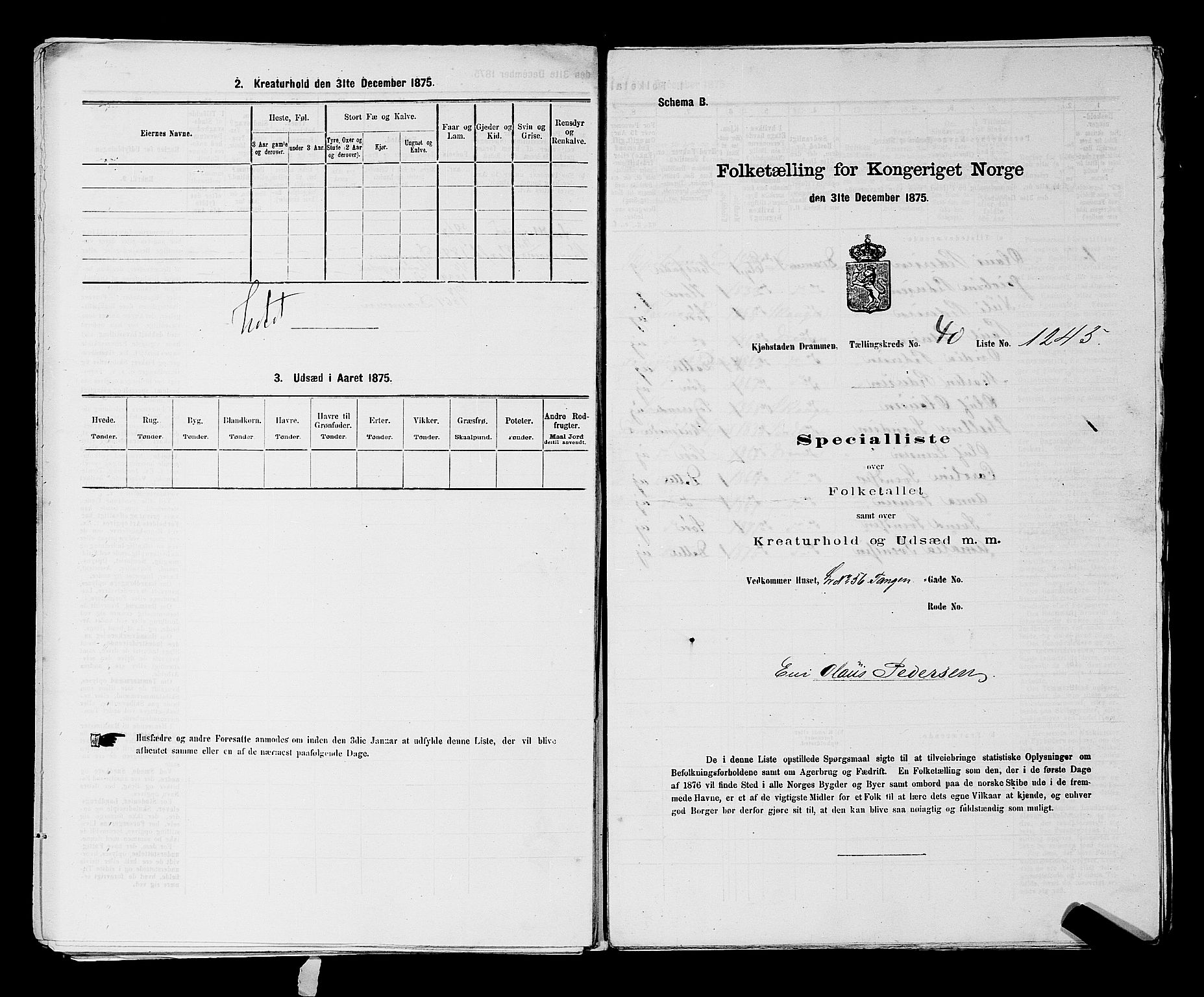 SAKO, Folketelling 1875 for 0602 Drammen kjøpstad, 1875, s. 3421
