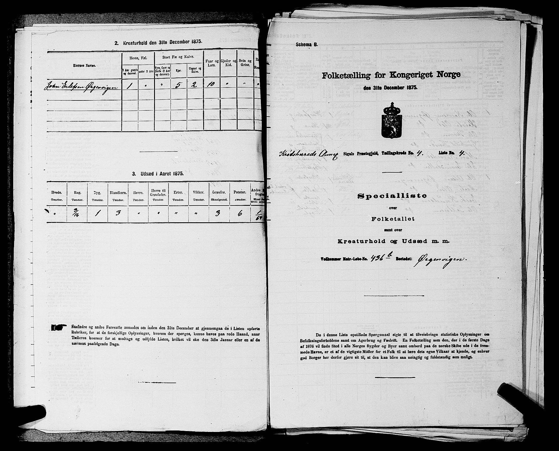 SAKO, Folketelling 1875 for 0621P Sigdal prestegjeld, 1875, s. 1611