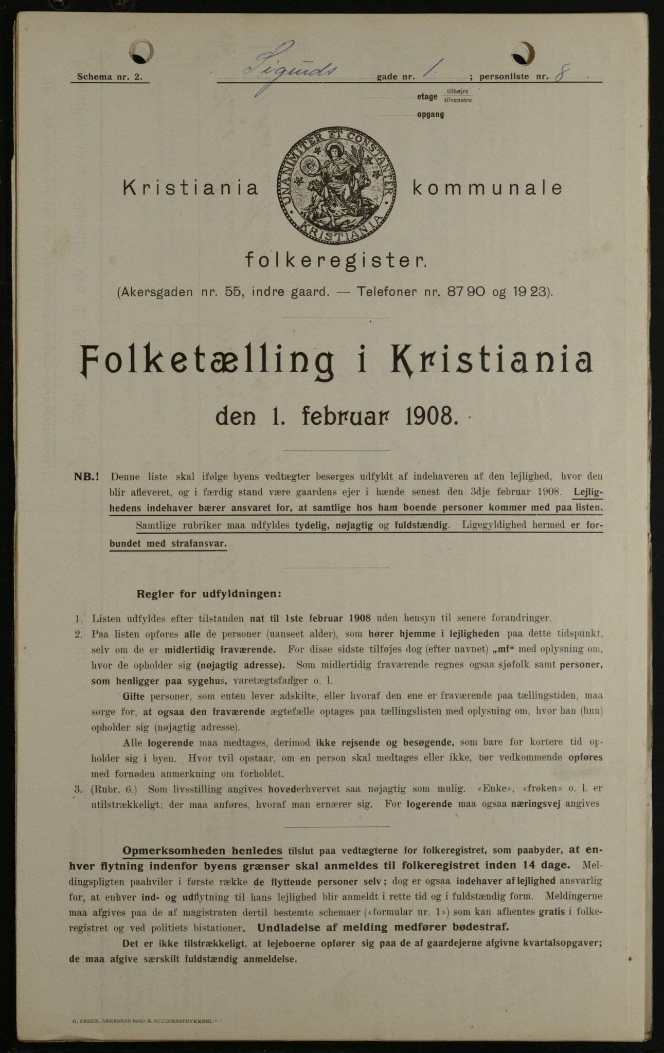 OBA, Kommunal folketelling 1.2.1908 for Kristiania kjøpstad, 1908, s. 85325