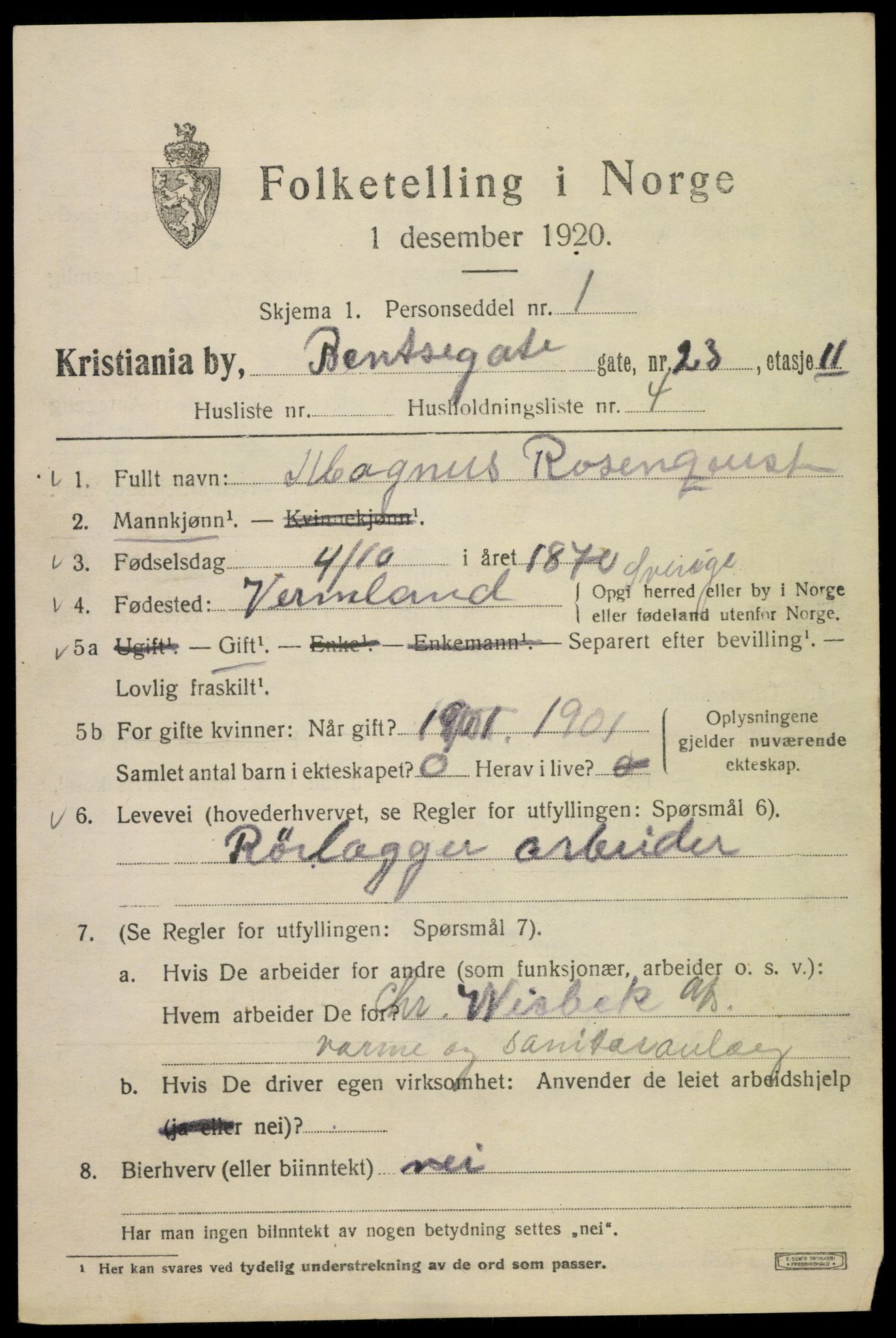 SAO, Folketelling 1920 for 0301 Kristiania kjøpstad, 1920, s. 152013
