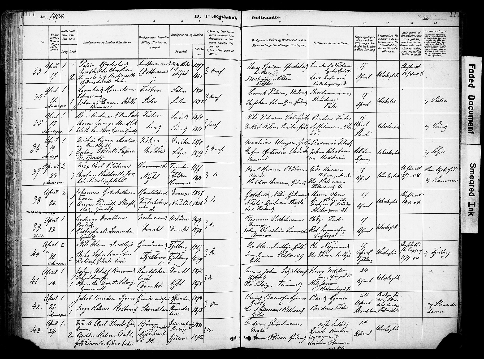 Nykirken Sokneprestembete, AV/SAB-A-77101/H/Haa/L0034: Ministerialbok nr. D 4, 1896-1905, s. 111