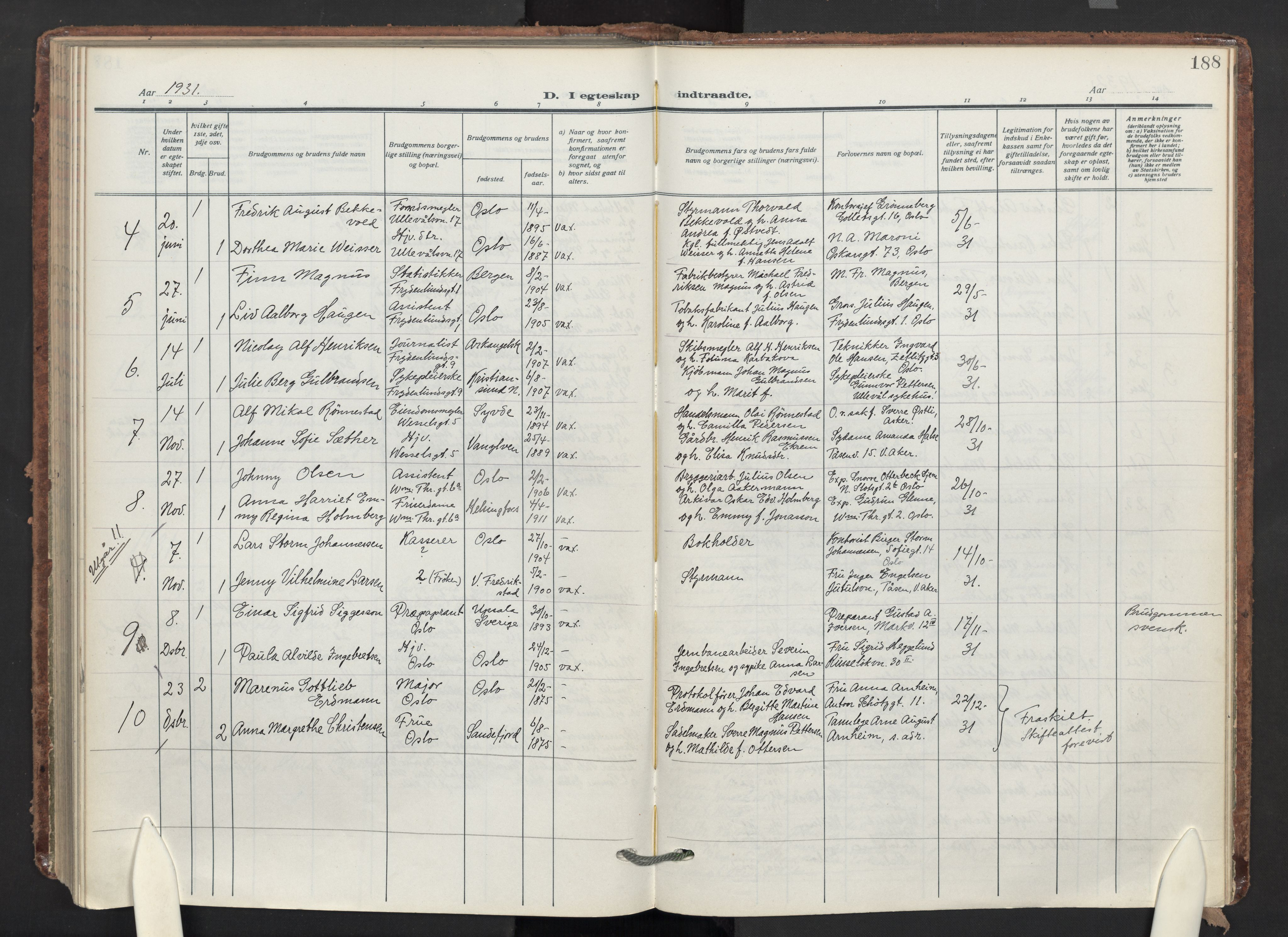 Markus prestekontor Kirkebøker, AV/SAO-A-10830/F/L0003: Ministerialbok nr. 3, 1917-1942, s. 188