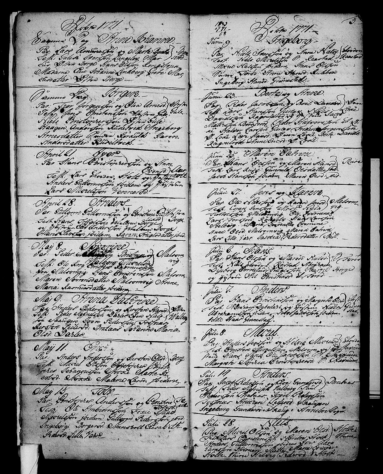 Stokke kirkebøker, SAKO/A-320/F/Fa/L0003: Ministerialbok nr. I 3, 1771-1803, s. 3