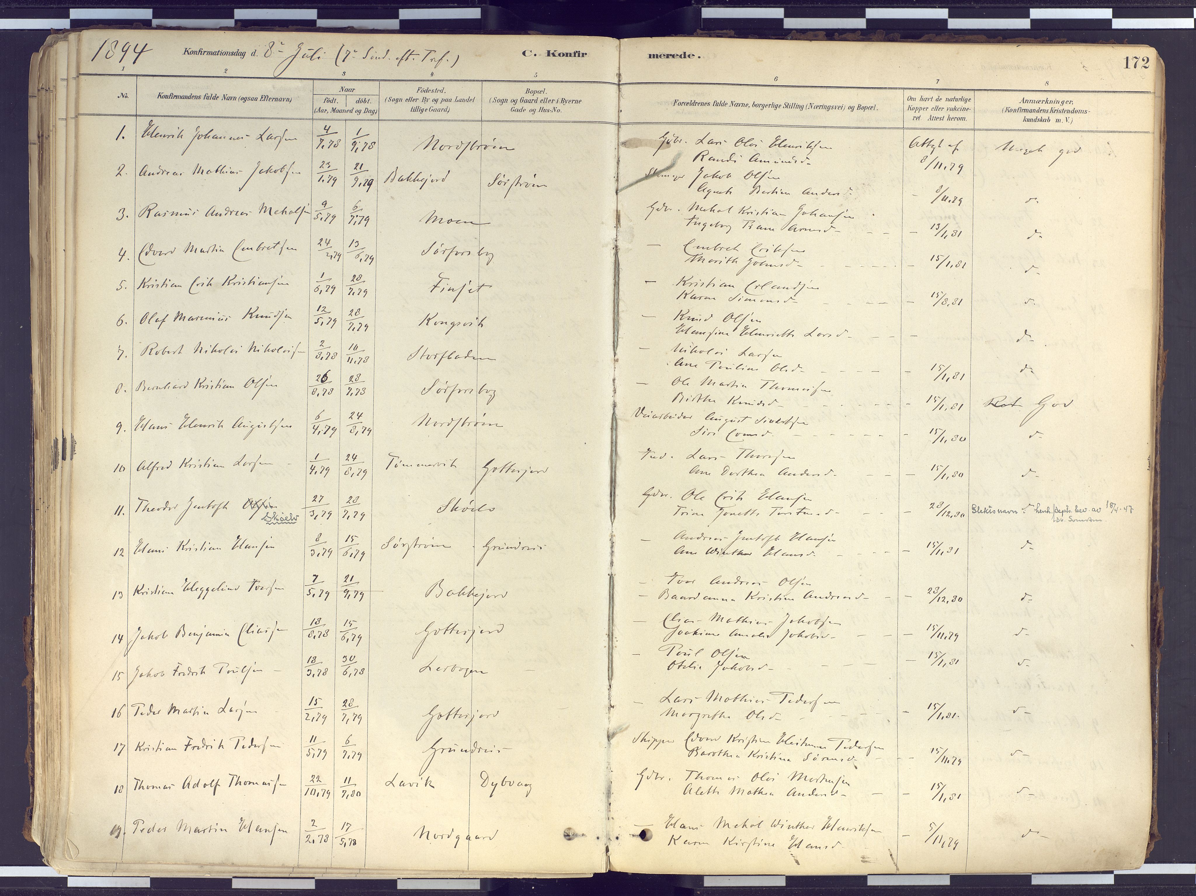 Tranøy sokneprestkontor, AV/SATØ-S-1313/I/Ia/Iaa/L0010kirke: Ministerialbok nr. 10, 1878-1904, s. 172