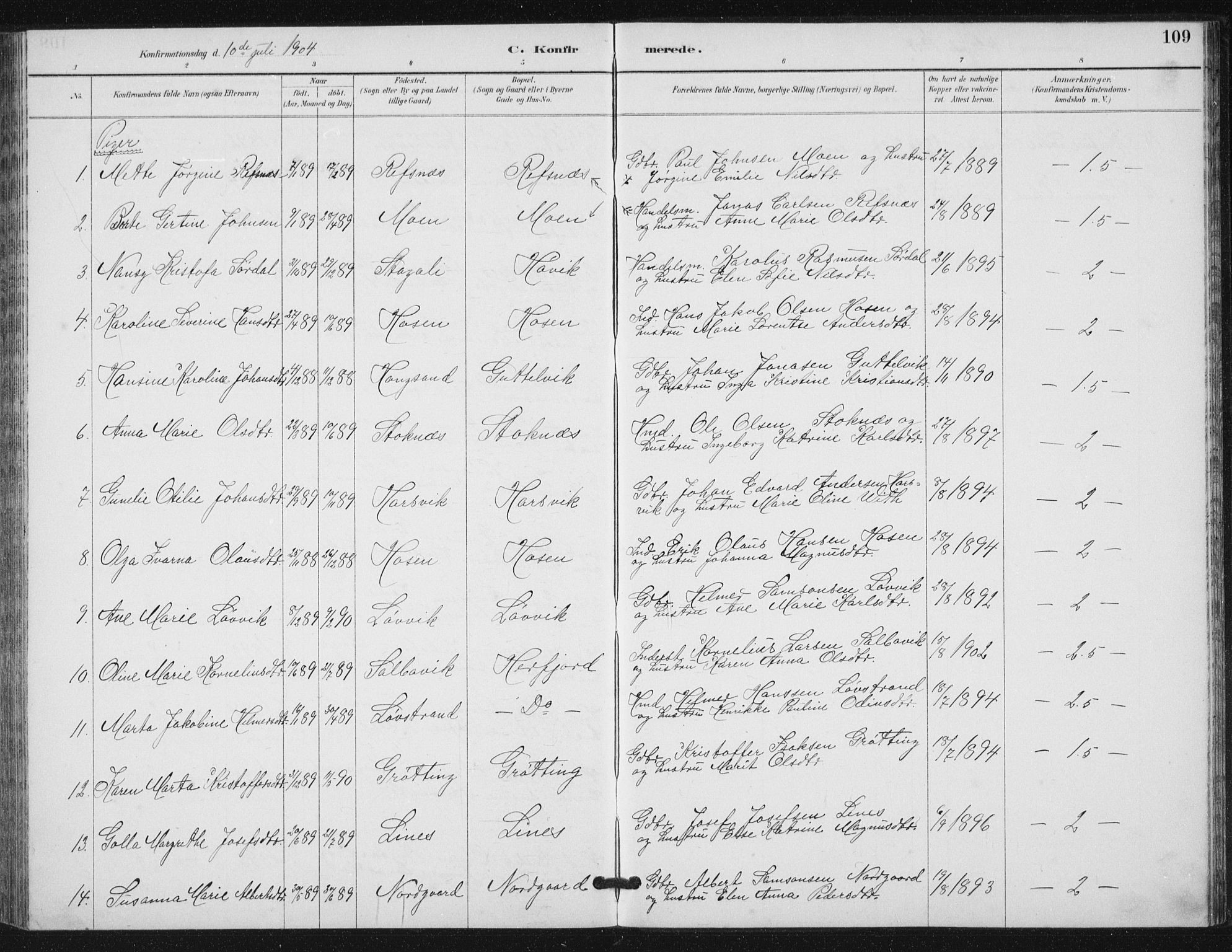 Ministerialprotokoller, klokkerbøker og fødselsregistre - Sør-Trøndelag, SAT/A-1456/656/L0698: Klokkerbok nr. 656C04, 1890-1904, s. 109