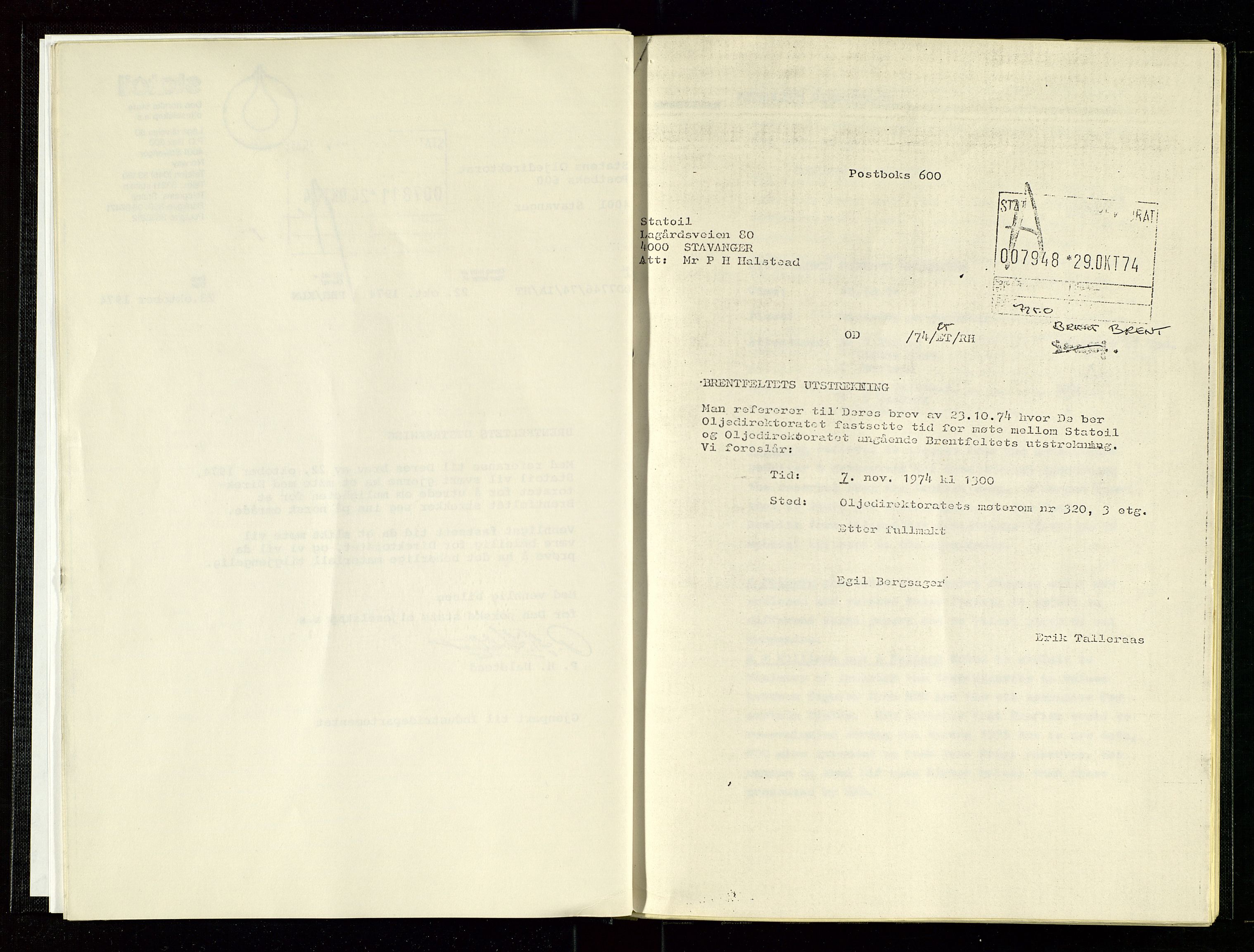 Oljedirektoratet, AV/SAST-A-101366/Aa/L0003: Referatprotokoller, 1974