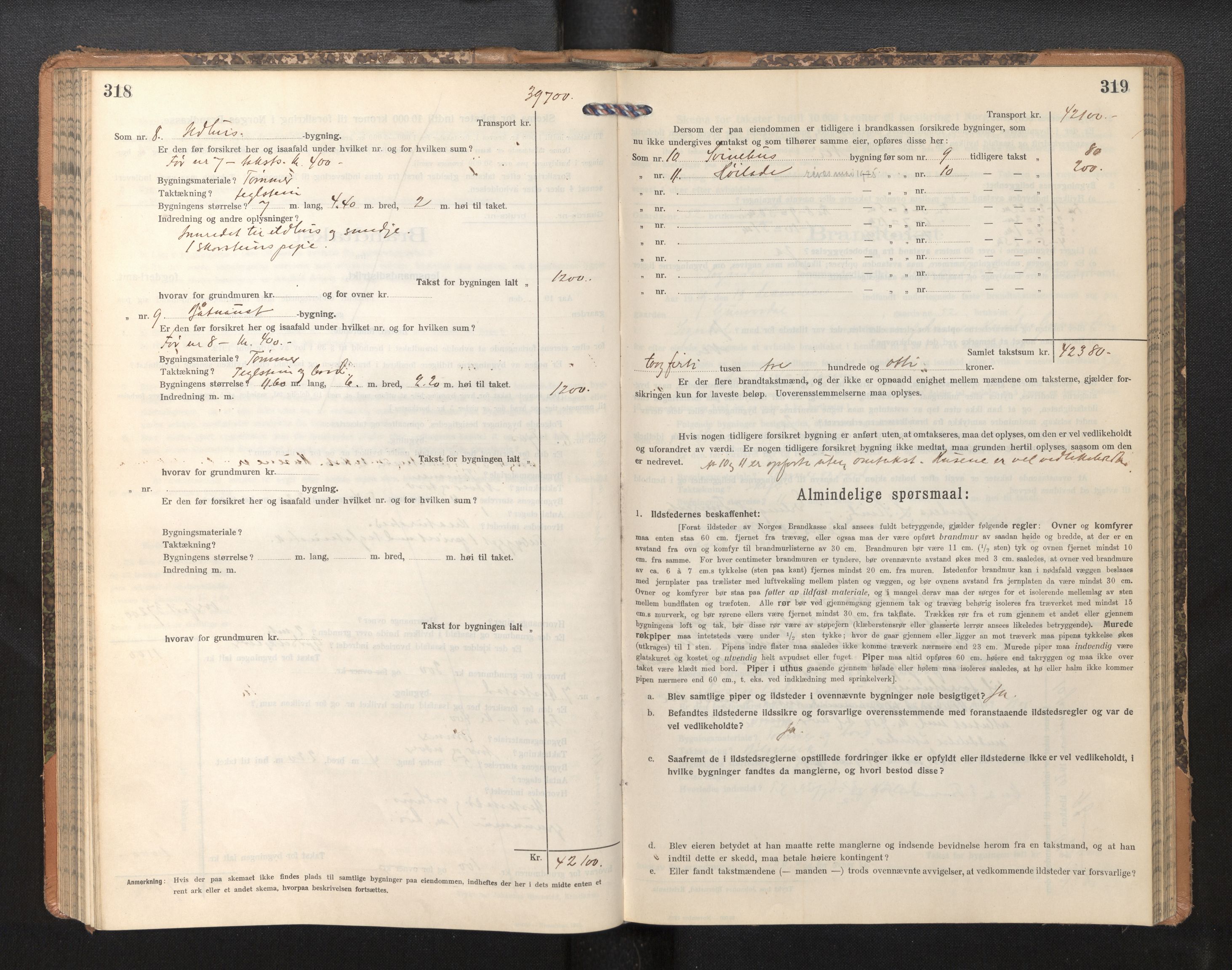 Lensmannen i Sogndal, SAB/A-29901/0012/L0011: Branntakstprotokoll, skjematakst, 1914-1922, s. 318-319
