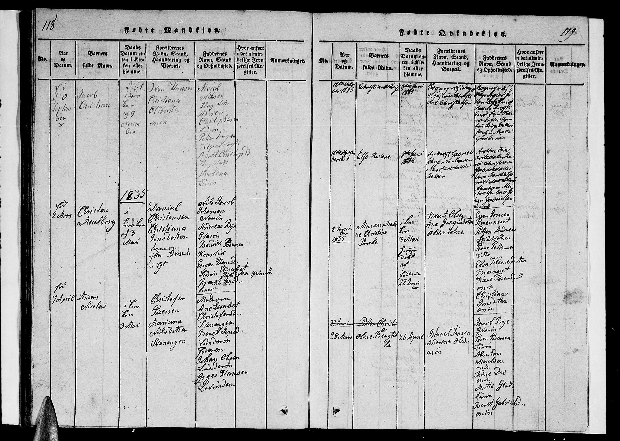 Ministerialprotokoller, klokkerbøker og fødselsregistre - Nordland, AV/SAT-A-1459/839/L0571: Klokkerbok nr. 839C01, 1820-1840, s. 118-119