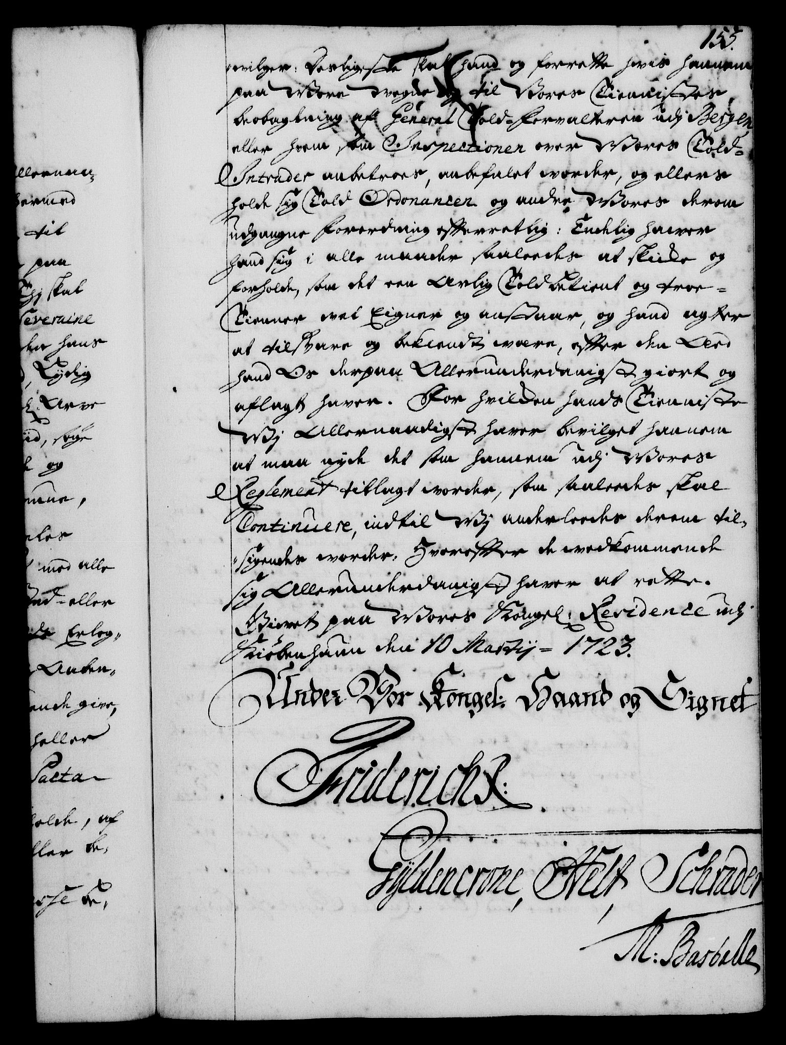 Rentekammeret, Kammerkanselliet, RA/EA-3111/G/Gg/Gge/L0001: Norsk bestallingsprotokoll med register (merket RK 53.25), 1720-1730, s. 153