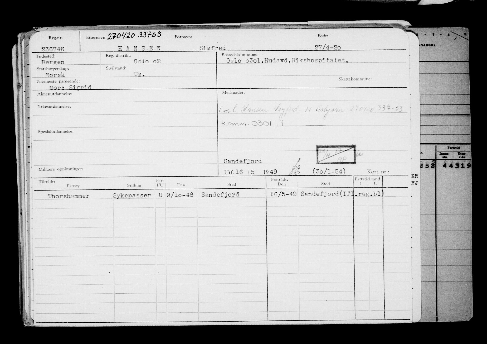 Direktoratet for sjømenn, AV/RA-S-3545/G/Gb/L0180: Hovedkort, 1920, s. 131