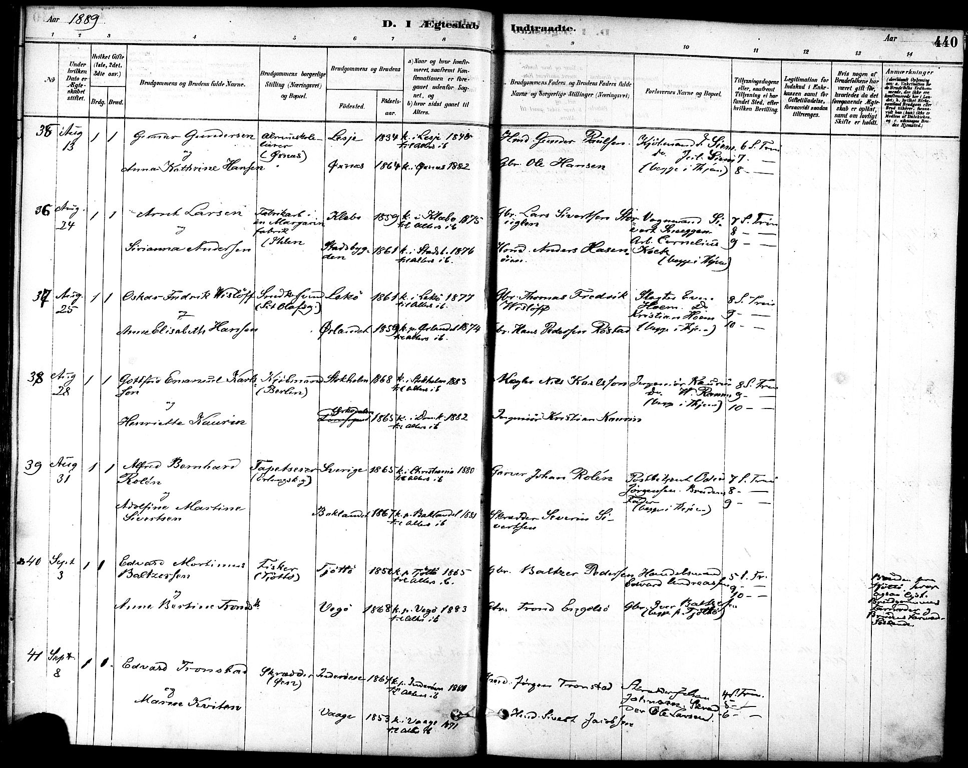 Ministerialprotokoller, klokkerbøker og fødselsregistre - Sør-Trøndelag, SAT/A-1456/601/L0058: Ministerialbok nr. 601A26, 1877-1891, s. 440