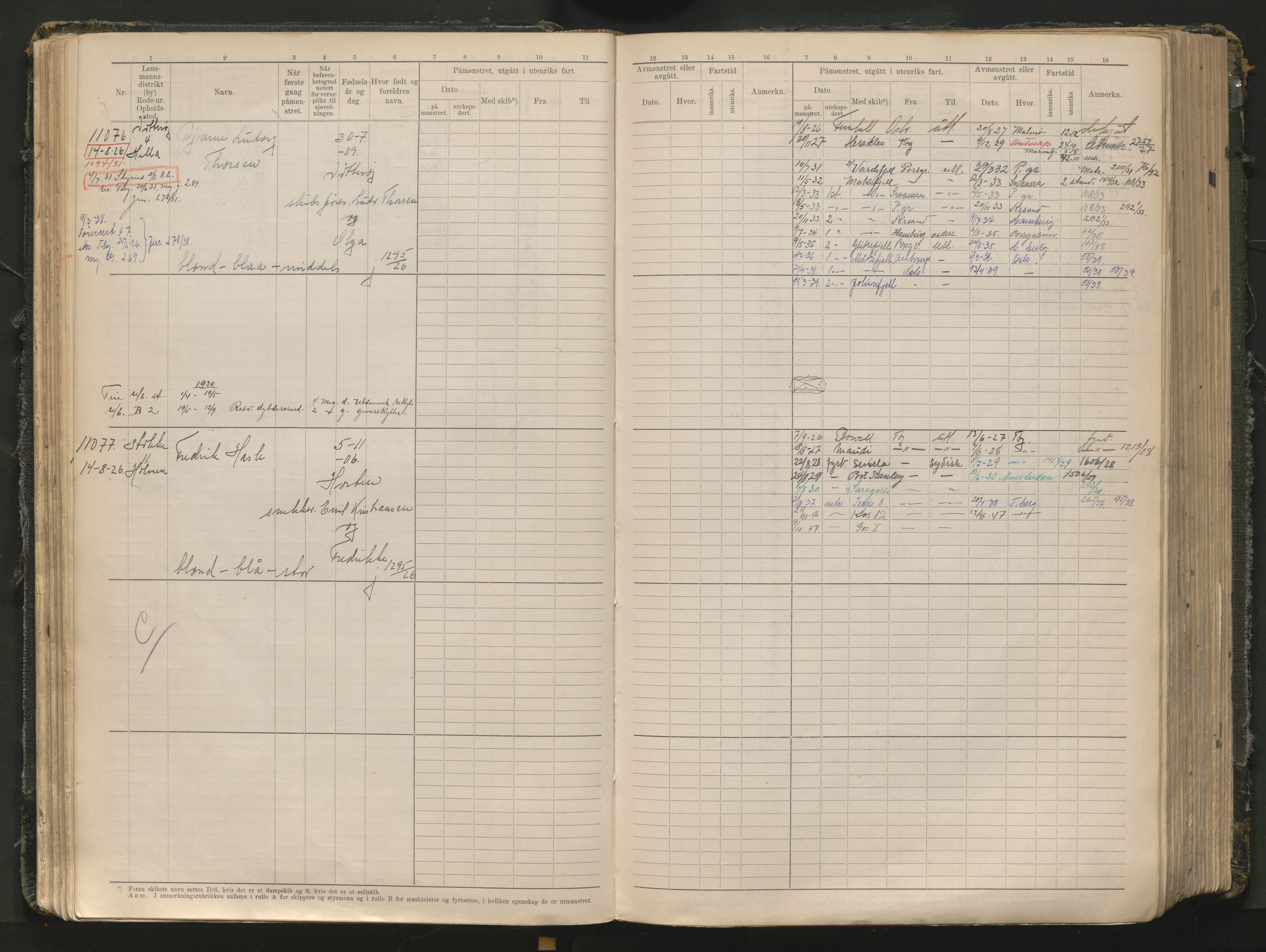 Tønsberg innrulleringskontor, AV/SAKO-A-786/F/Fc/Fcb/L0012: Hovedrulle Patent nr. 10828-12216, 1925-1948