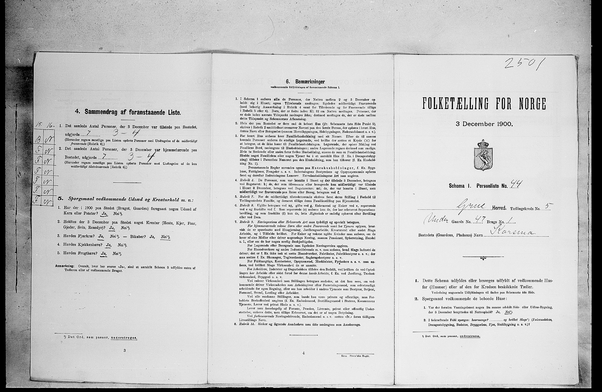 SAH, Folketelling 1900 for 0423 Grue herred, 1900, s. 1009