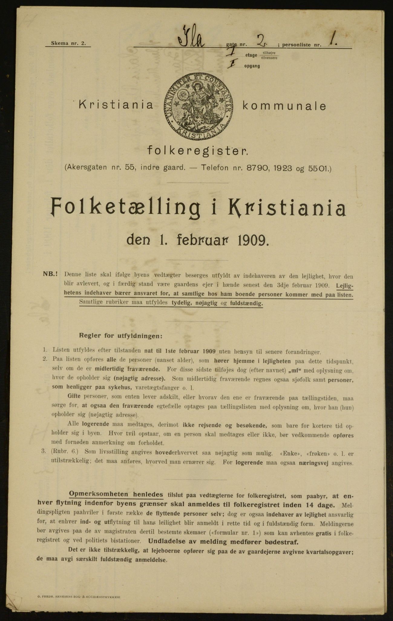 OBA, Kommunal folketelling 1.2.1909 for Kristiania kjøpstad, 1909, s. 39437