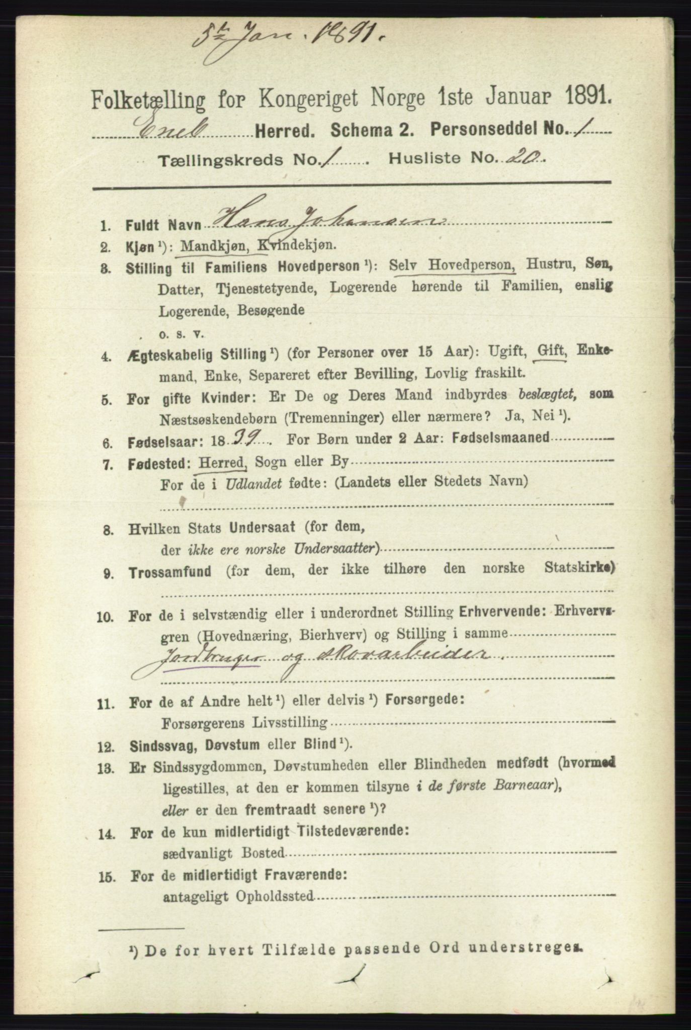 RA, Folketelling 1891 for 0229 Enebakk herred, 1891, s. 222
