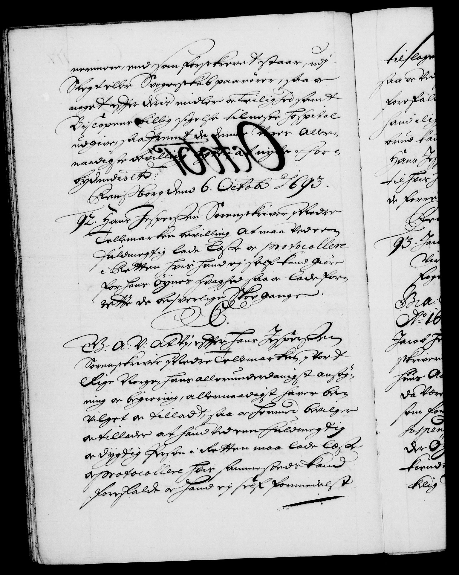 Danske Kanselli 1572-1799, AV/RA-EA-3023/F/Fc/Fca/Fcaa/L0016: Norske registre (mikrofilm), 1692-1697, s. 117b