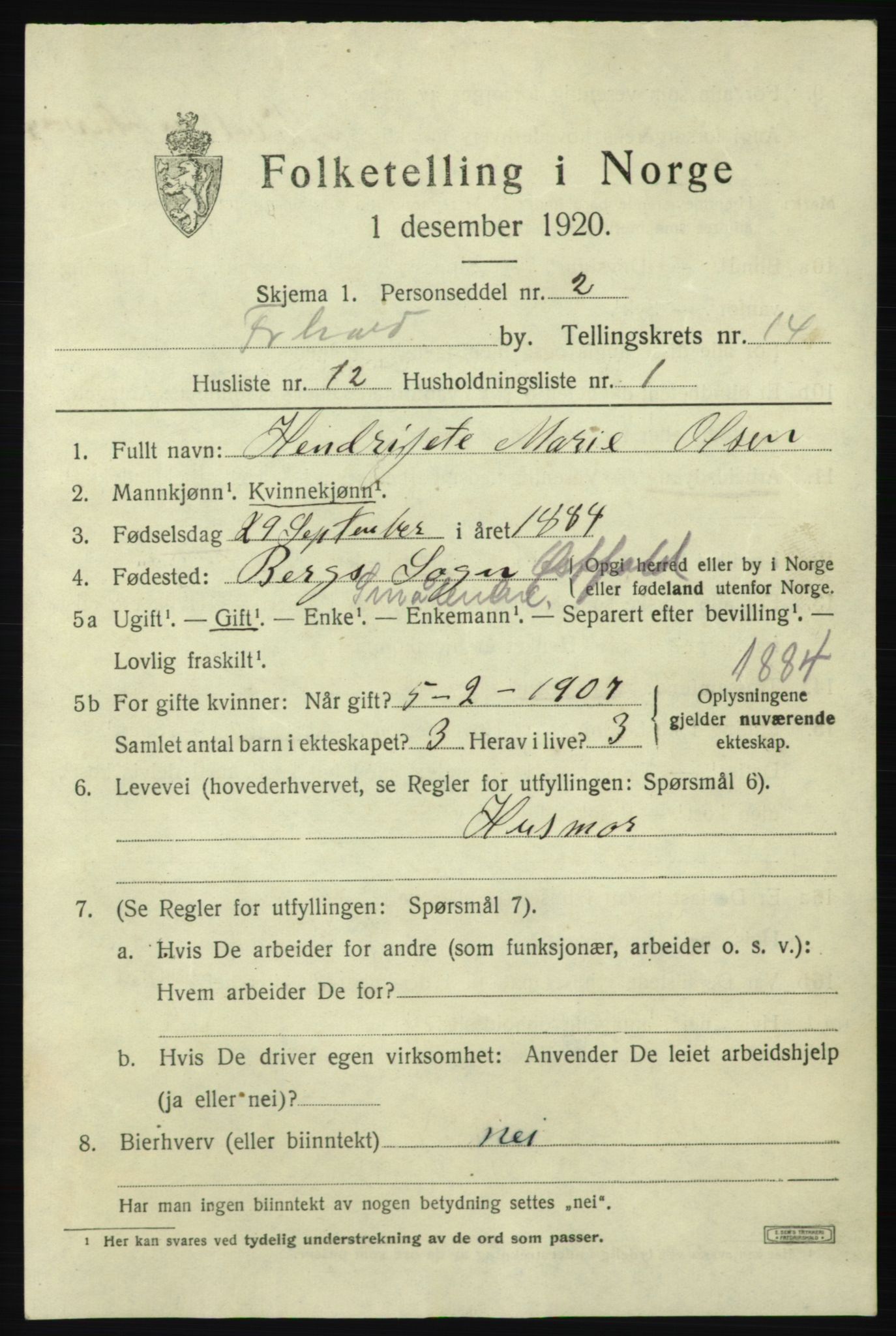 SAO, Folketelling 1920 for 0101 Fredrikshald kjøpstad, 1920, s. 22479