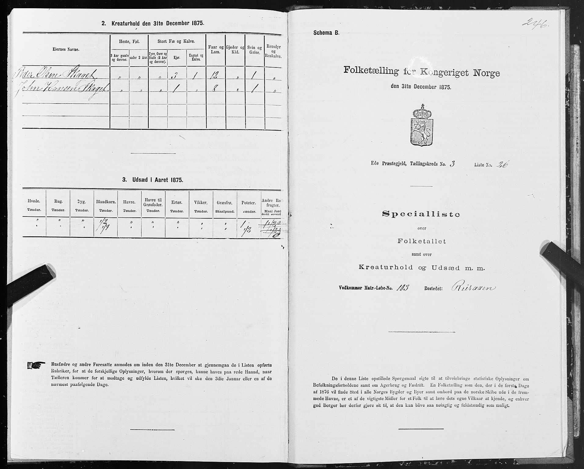 SAT, Folketelling 1875 for 1573P Edøy prestegjeld, 1875, s. 1246