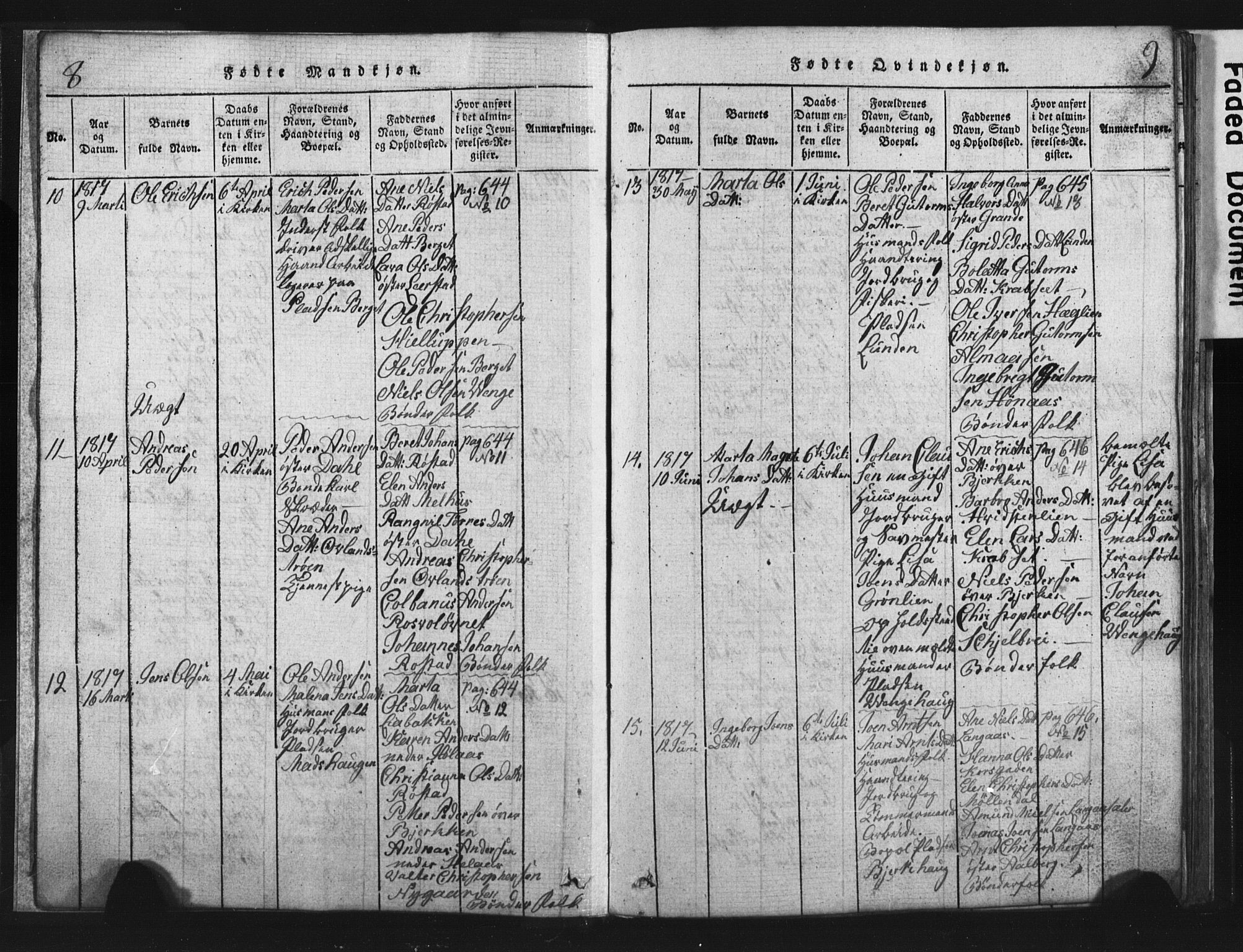 Ministerialprotokoller, klokkerbøker og fødselsregistre - Nord-Trøndelag, SAT/A-1458/701/L0017: Klokkerbok nr. 701C01, 1817-1825, s. 8-9