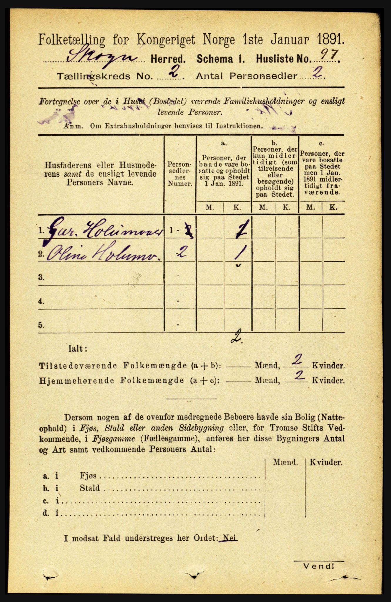 RA, Folketelling 1891 for 1719 Skogn herred, 1891, s. 963